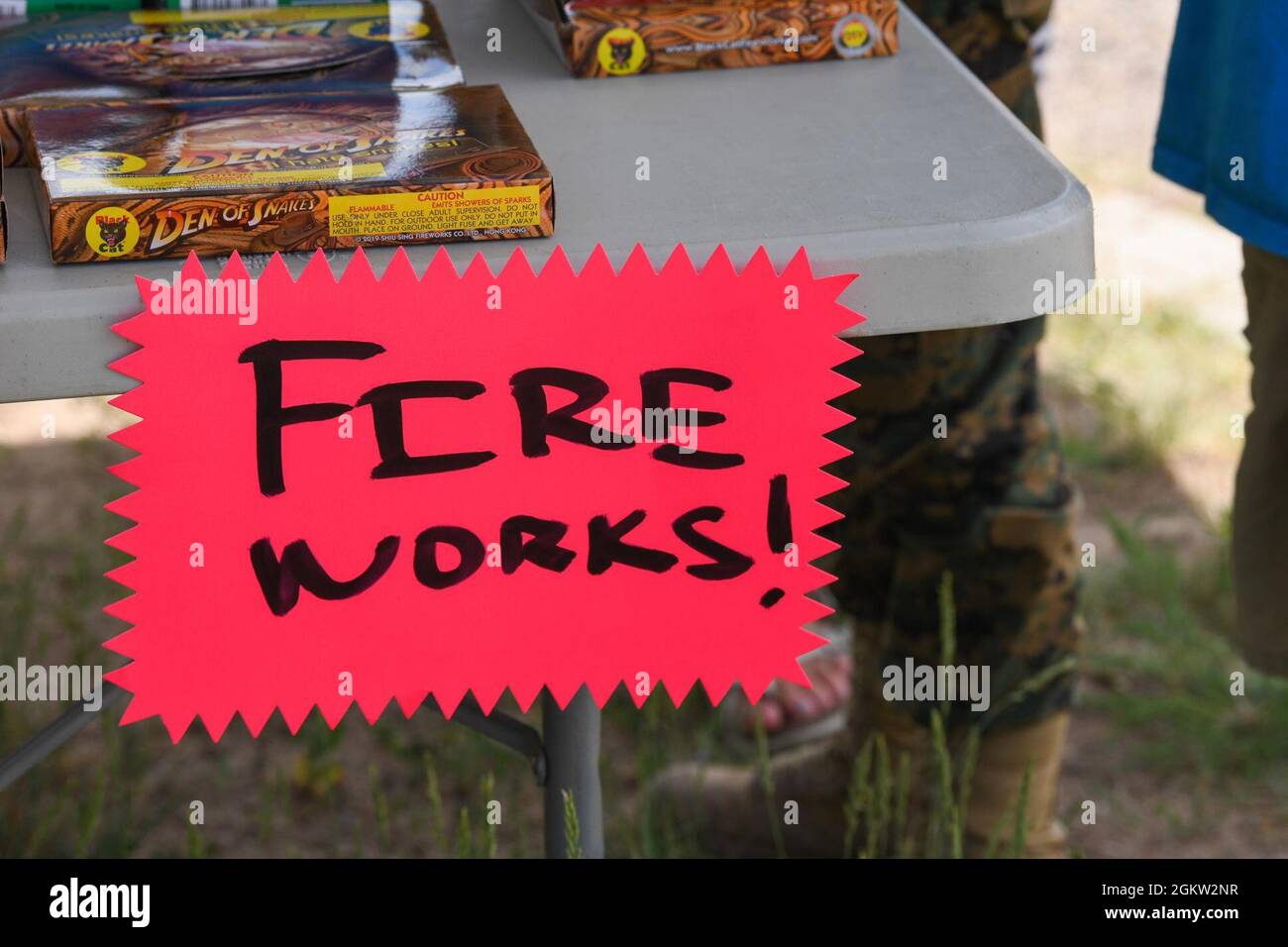 A Sign Advertising Fireworks For Families And Airmen To Celebrate The Fourth Of July Weekend Hangs Outside The Warren Adventure Park On July 3 21 On F E Warren Air Force Base Wyoming