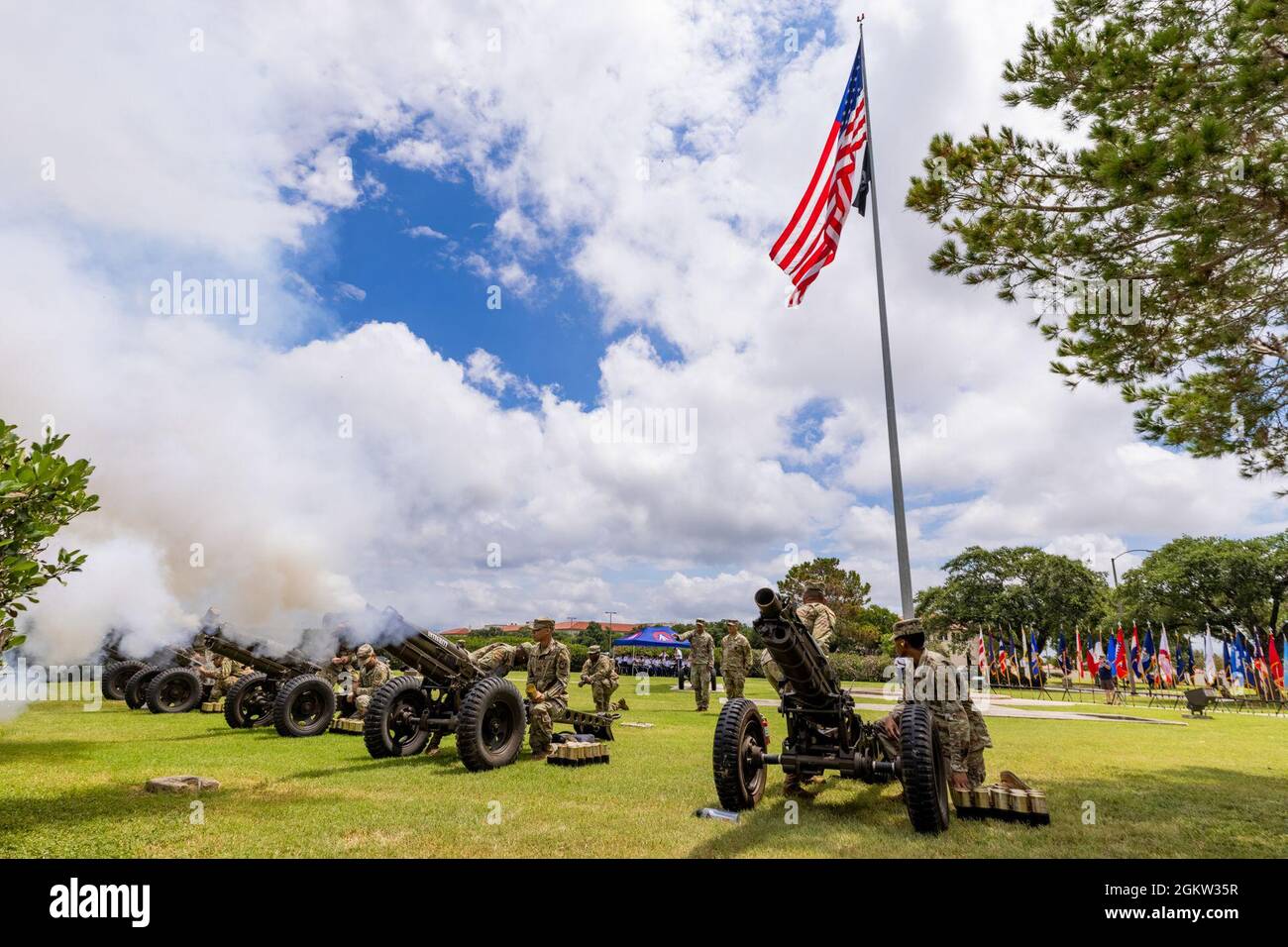 Fort Sam Houston Army Soldiers fire cannons during a Salute to the ...