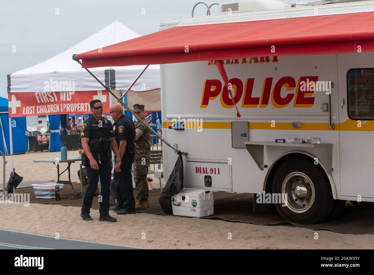 U.S. Marines and civilian police officers with the Provost Marshal’s