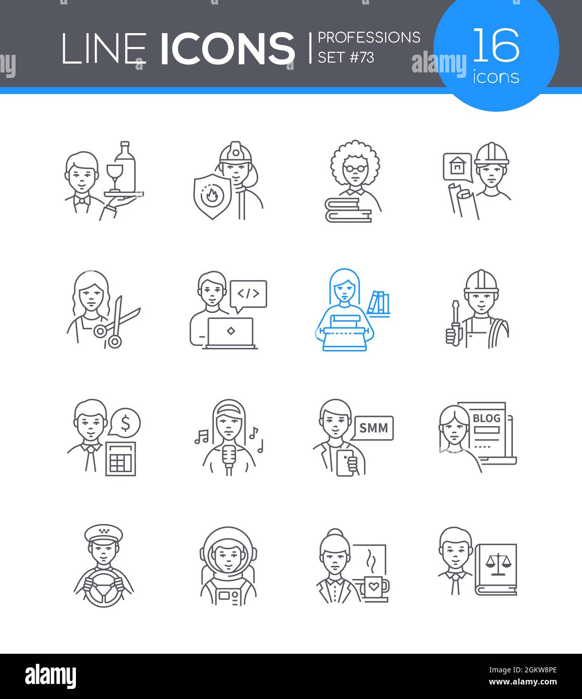 Professions - modern line design style icon set. Who to become is a ...