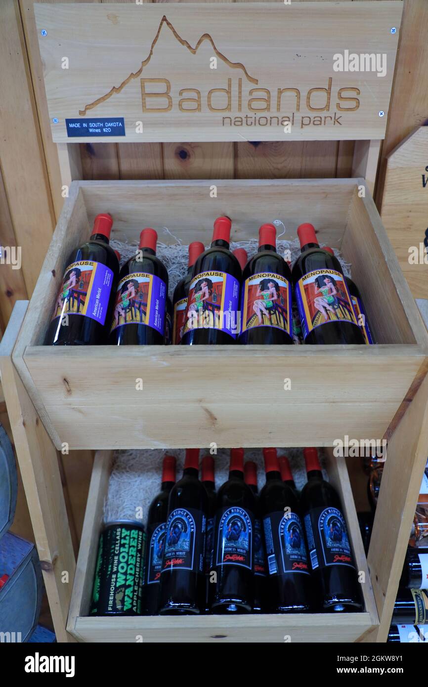 South Dakota wines for sale in Ben Reifel Visitor Center.Badlands