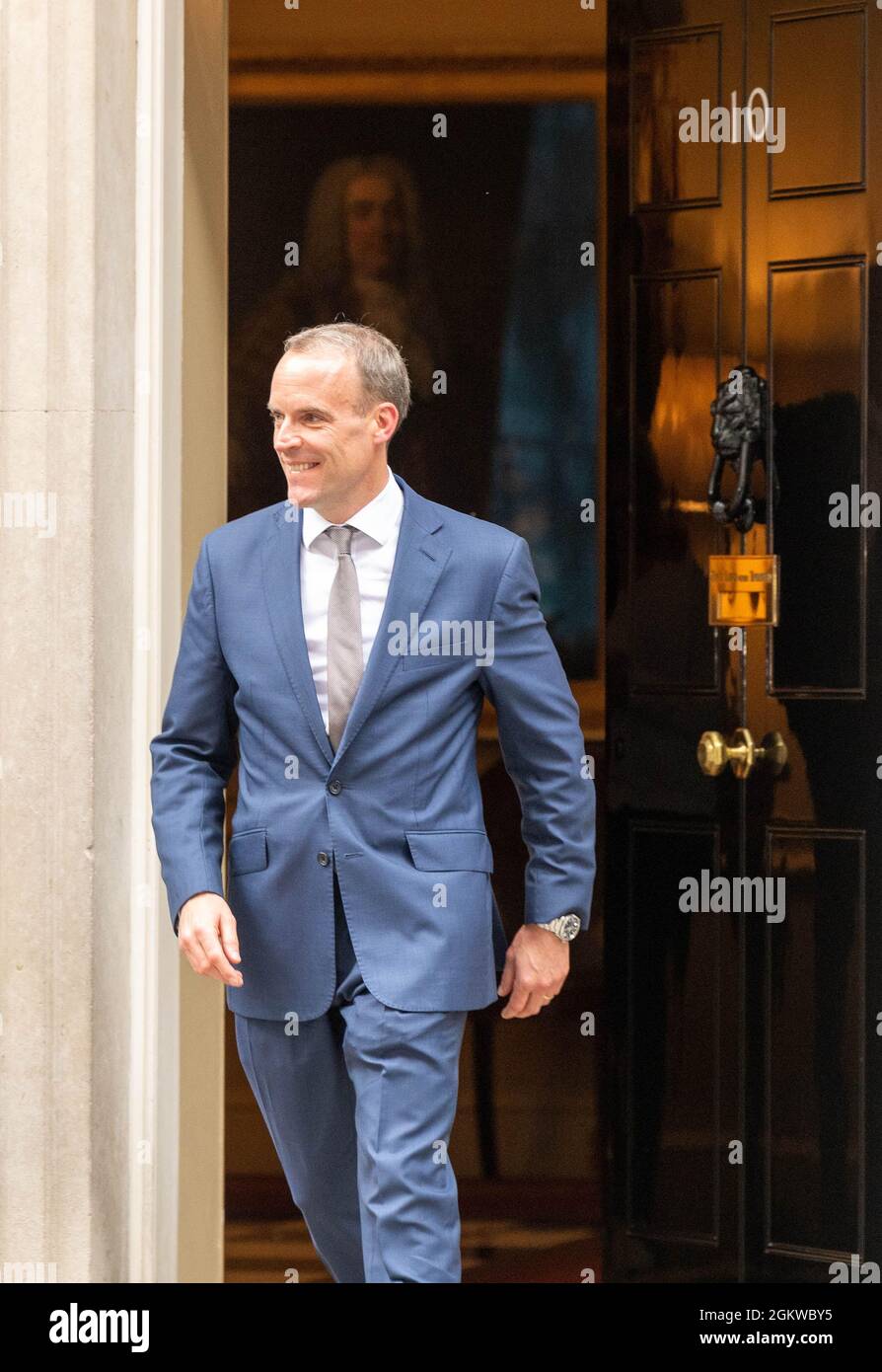 London, UK. 15th Sep, 2021. Cabinet reshuffled Downing Street London Dominic Raab, former Foreign Secretary now Justice Secretary and deputy prime minister Credit: Ian Davidson/Alamy Live News Stock Photo