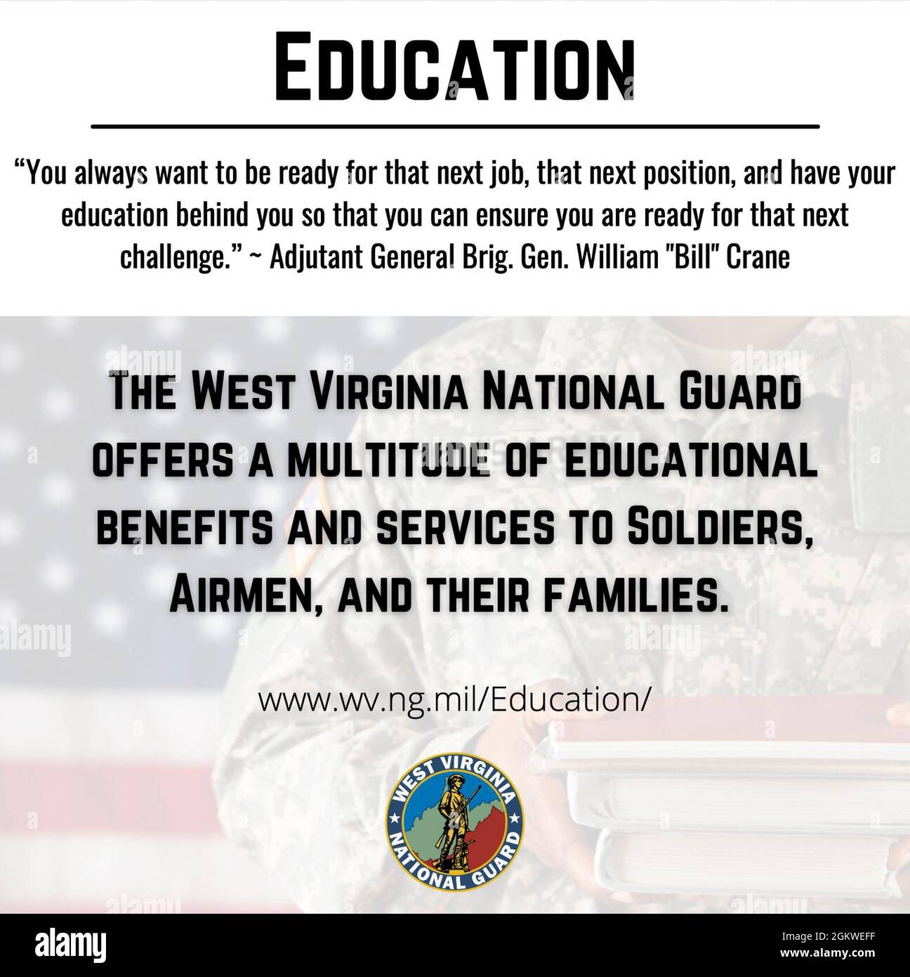 Graphic highlighting education benefits and services for members of the