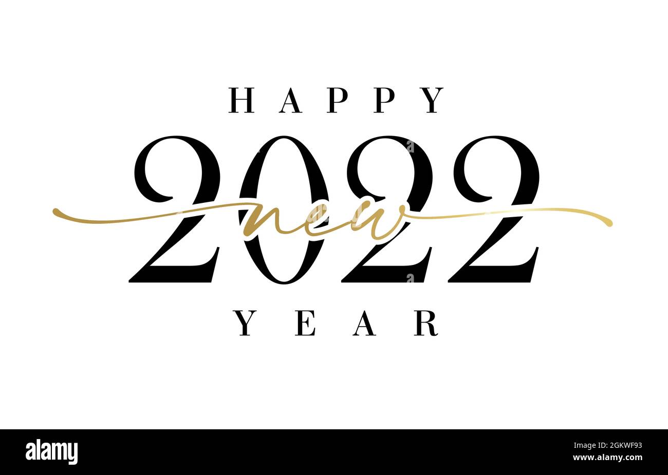 Happy New Year 2022 elegant calligraphy. Luxury black digits ...