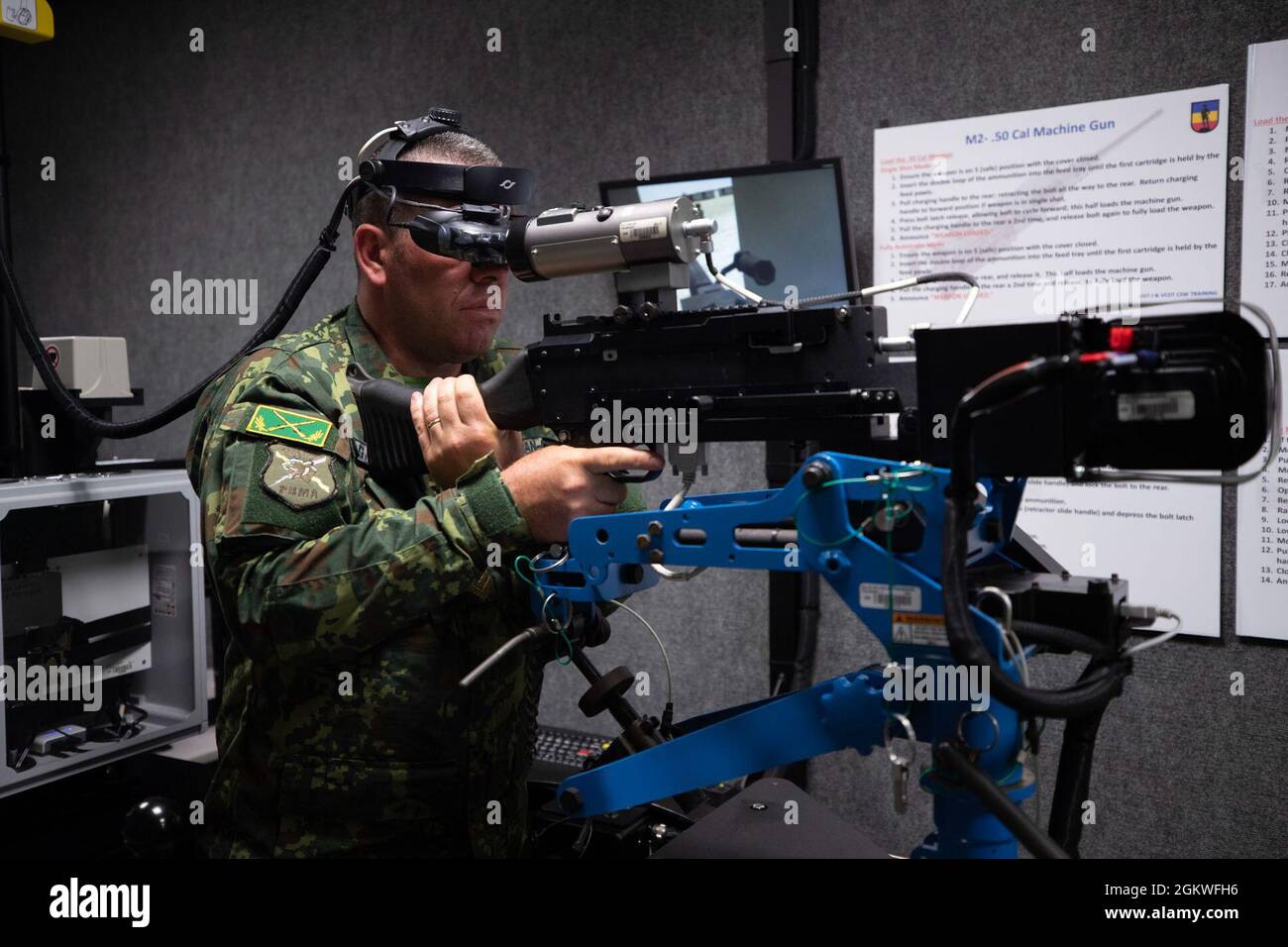 More than a dozen soldiers from the Republic of Albania armed forces  trained in a New Jersey Army National Guard virtual reality combat simulator  on Joint Base McGuire-Dix-Lakehurst on July 9. The