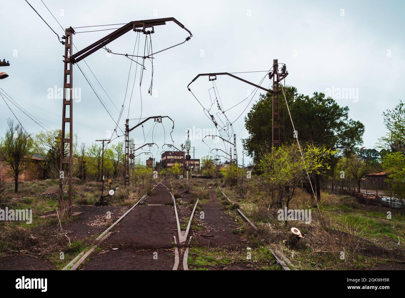 Old unused and abandoned rusty train track Stock Photo - Alamy