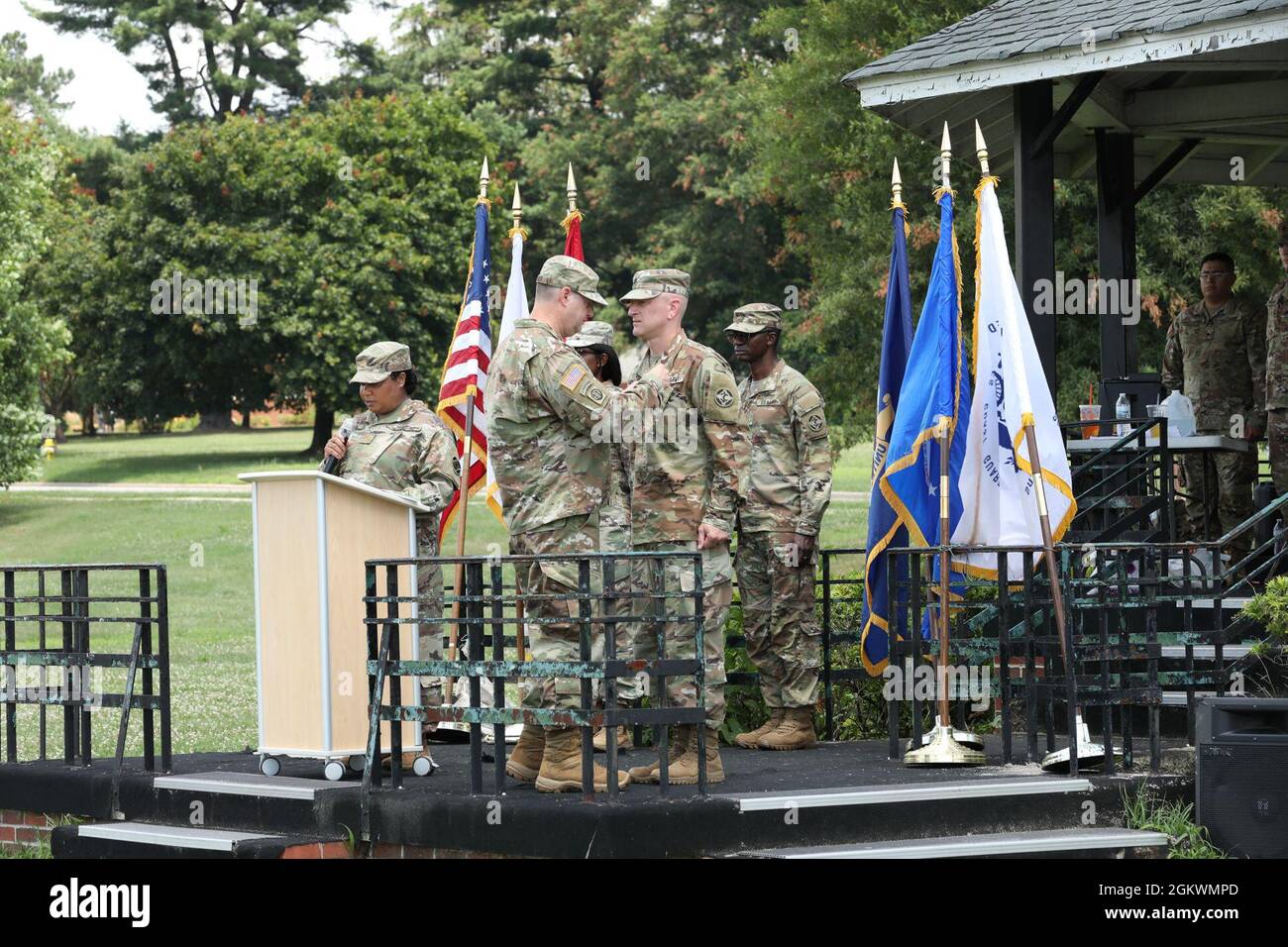 FORT MEADE, Md.- Maj. Sheridan Evansbruce (left) reads orders while Lt ...