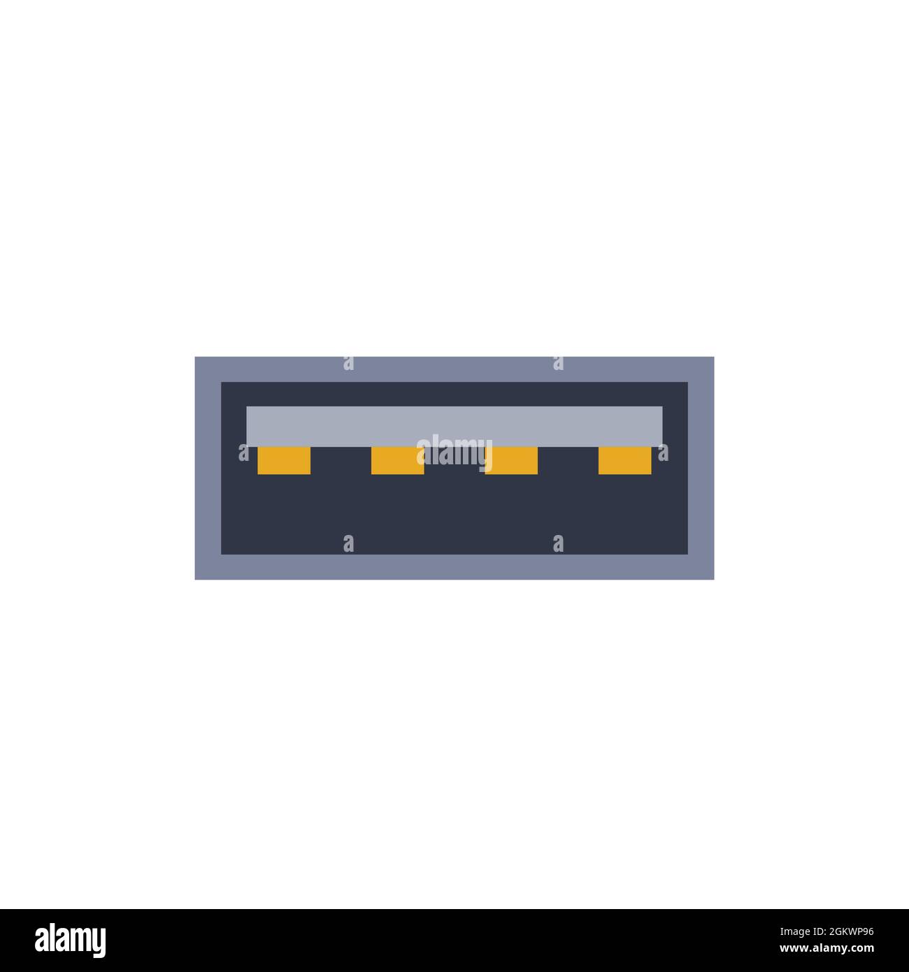 USB A 2.0 pc universal connector icon. Vector graphic illustration of Port  in flat style. USB type, video and audio port. Displayport and other comput  Stock Vector Image & Art - Alamy