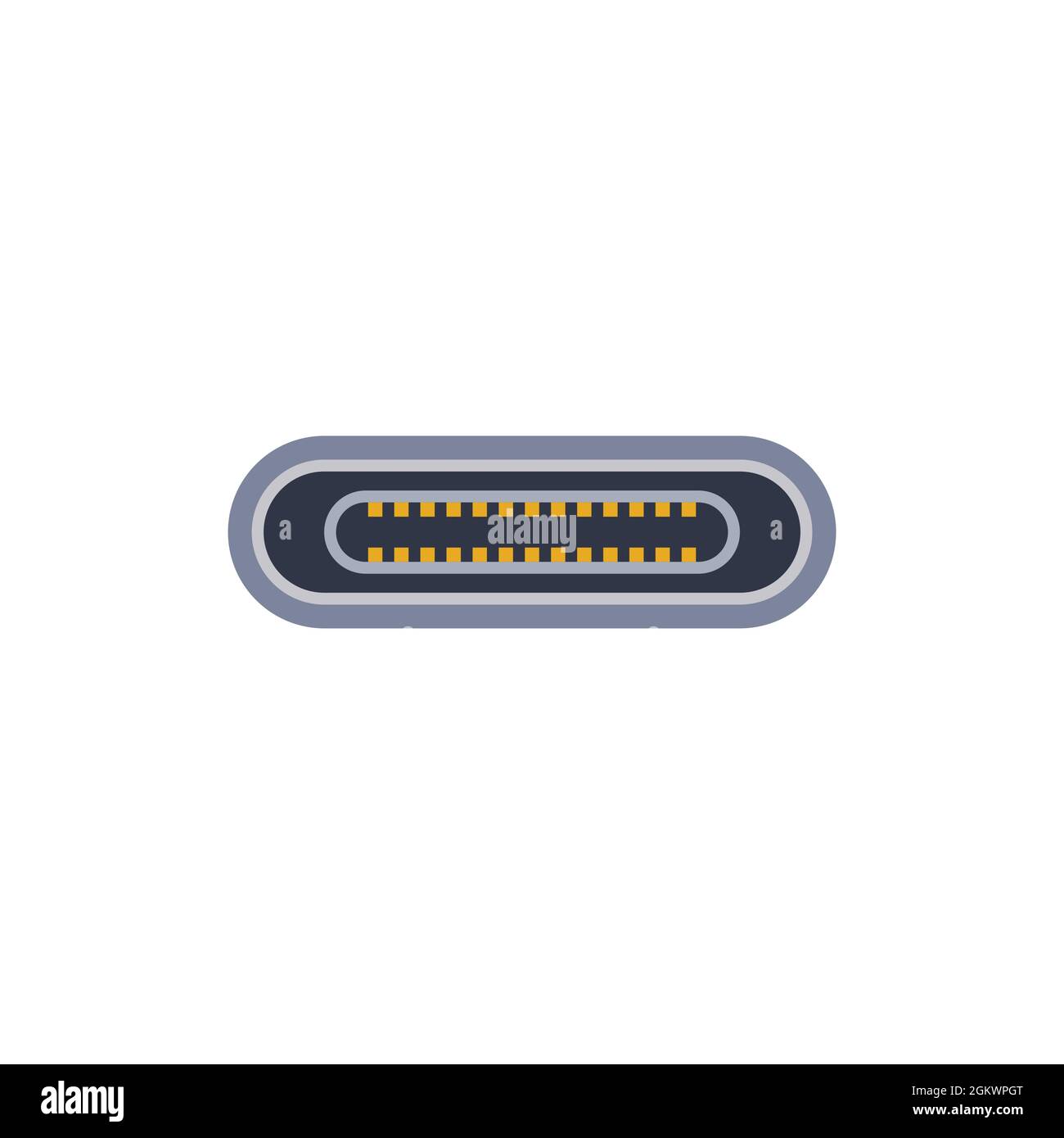 USB C pc universal connector icon. Vector graphic illustration of Port in flat style. USB type, video and audio port. Displayport and other computer i Stock Vector