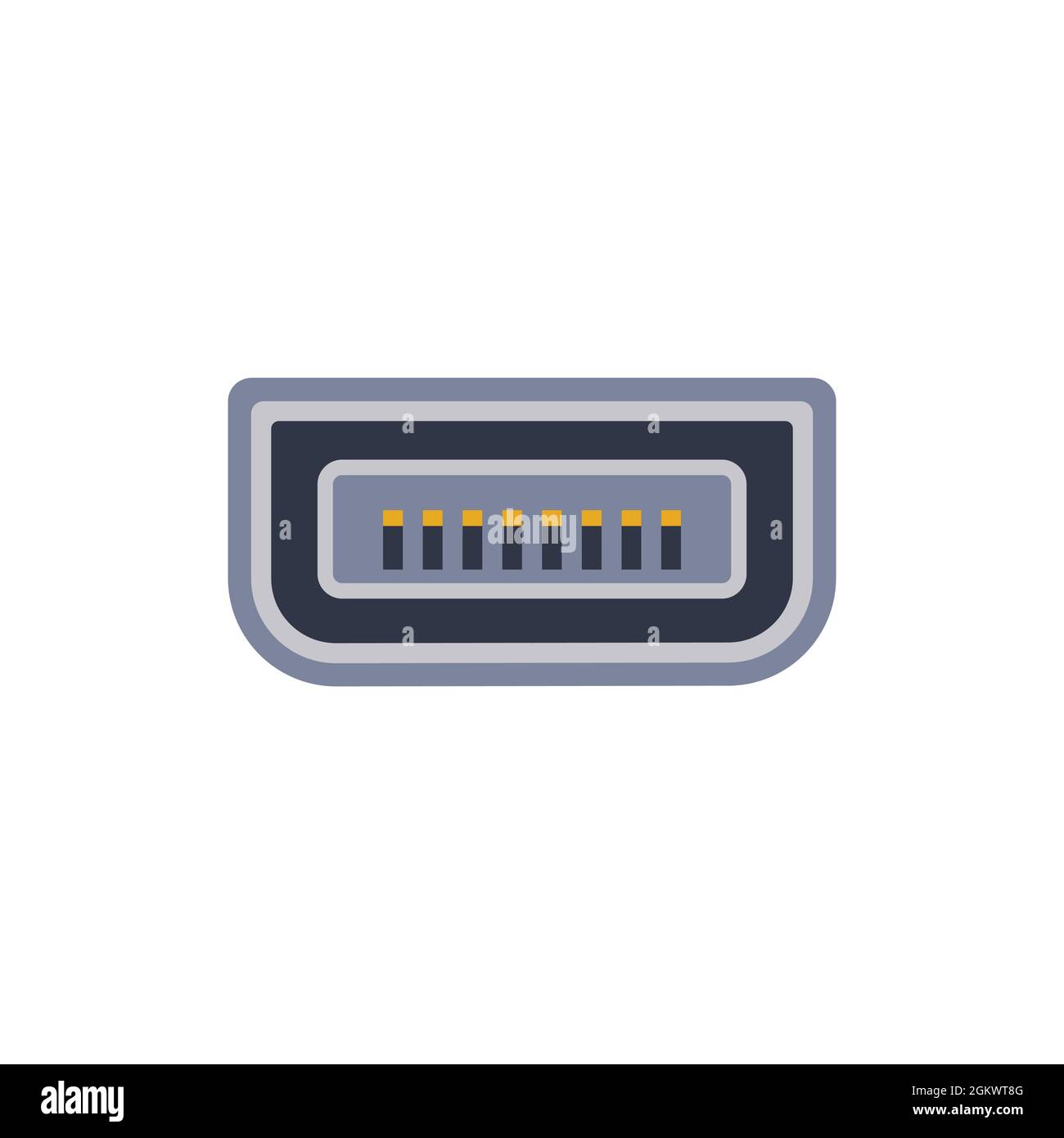 Mini VGA pc universal connector icon. Vector graphic illustration of Port in flat style. USB type, video and audio port. Displayport and other compute Stock Vector