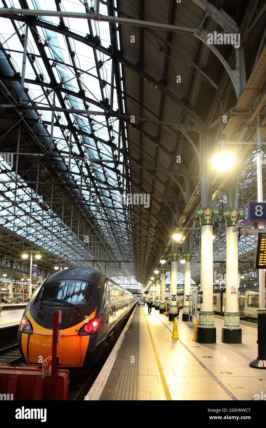 Avanti West Coast Class 390 Pendolino train at Manchester Piccadilly station, UK. Stock Photo