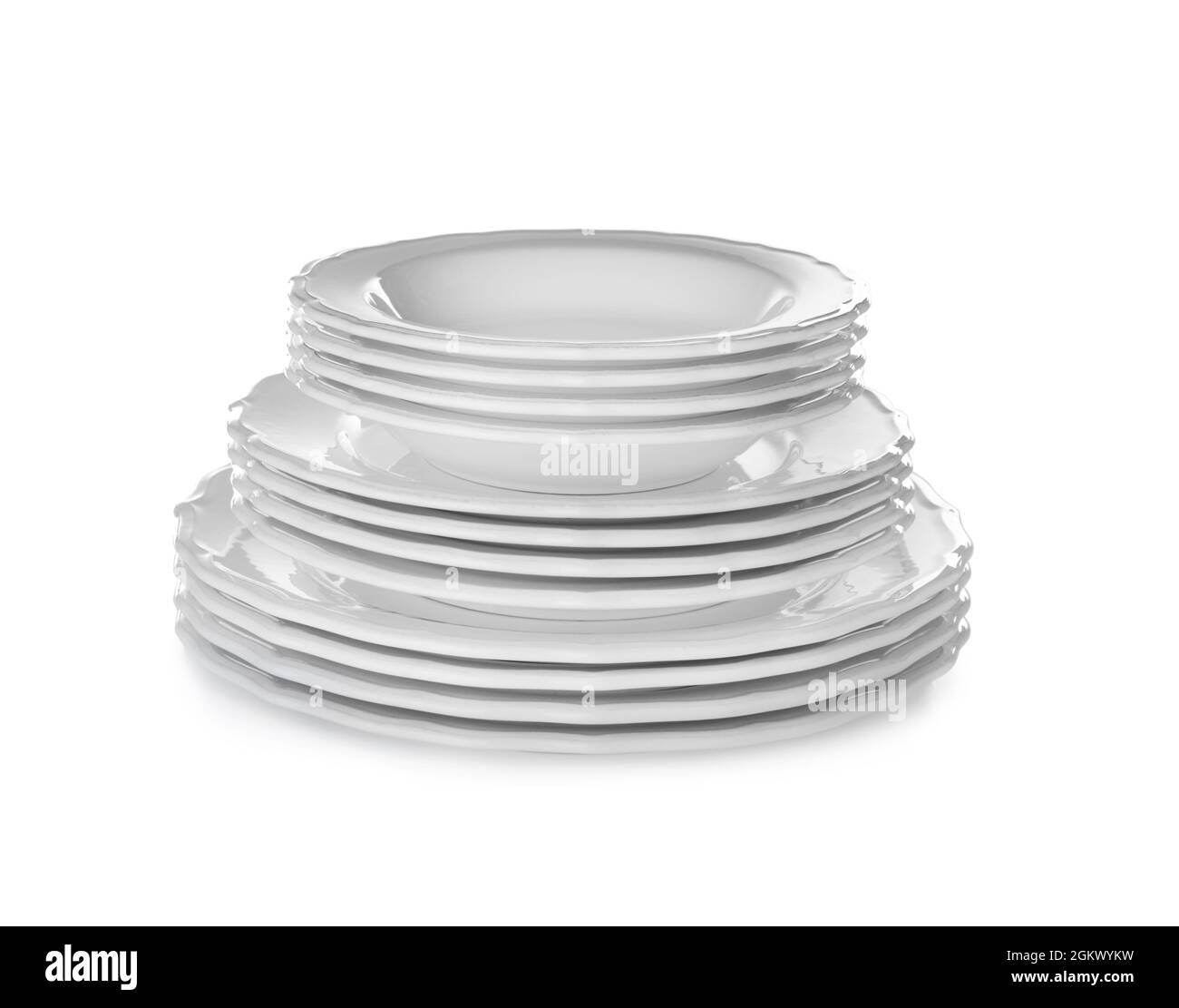 Ceramic plates on white background Stock Photo Alamy