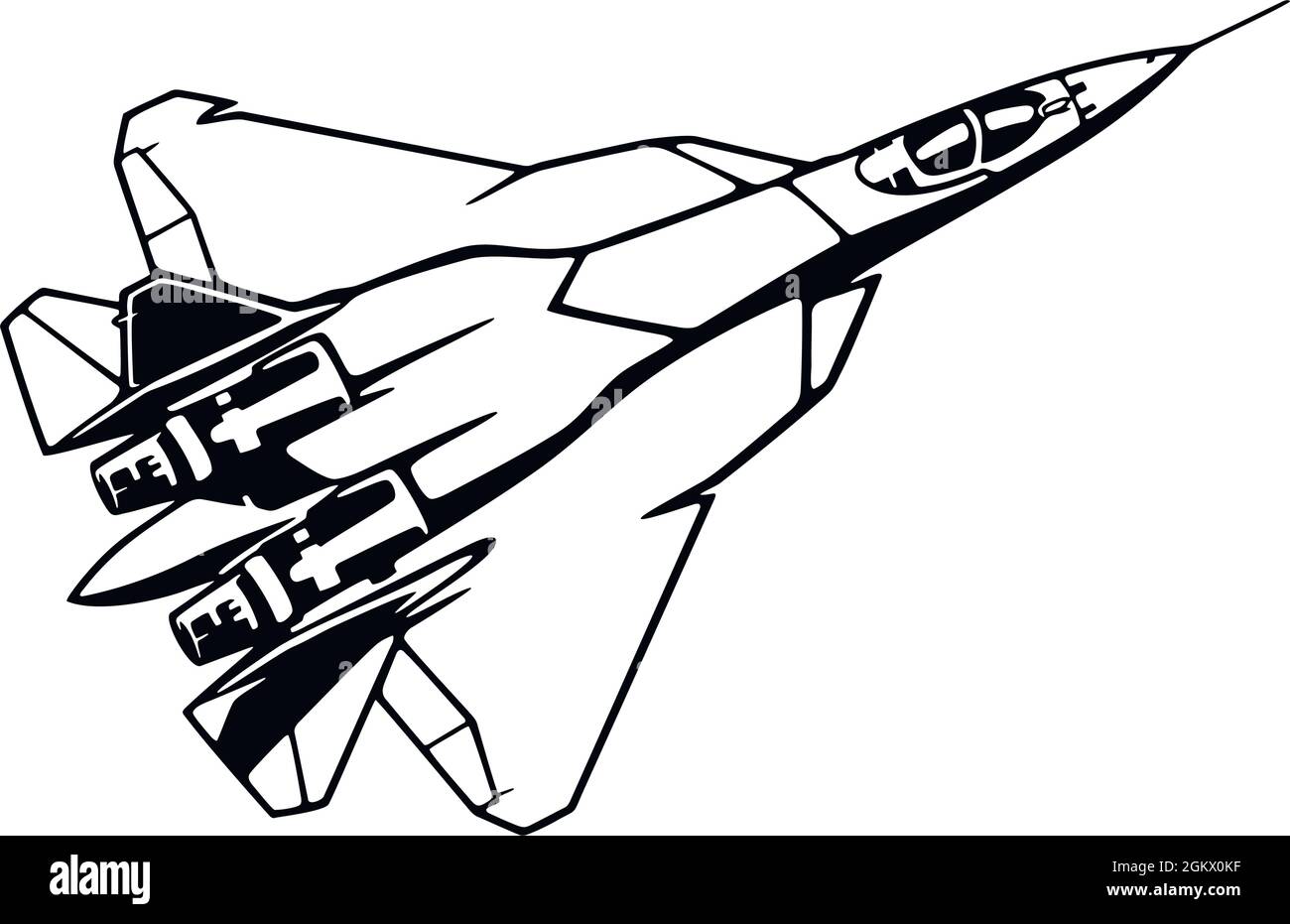 military-fighter-aircraft-detailed-silhouette-stencil-isolated-on-a-white-background-stock-vector-image-art-alamy