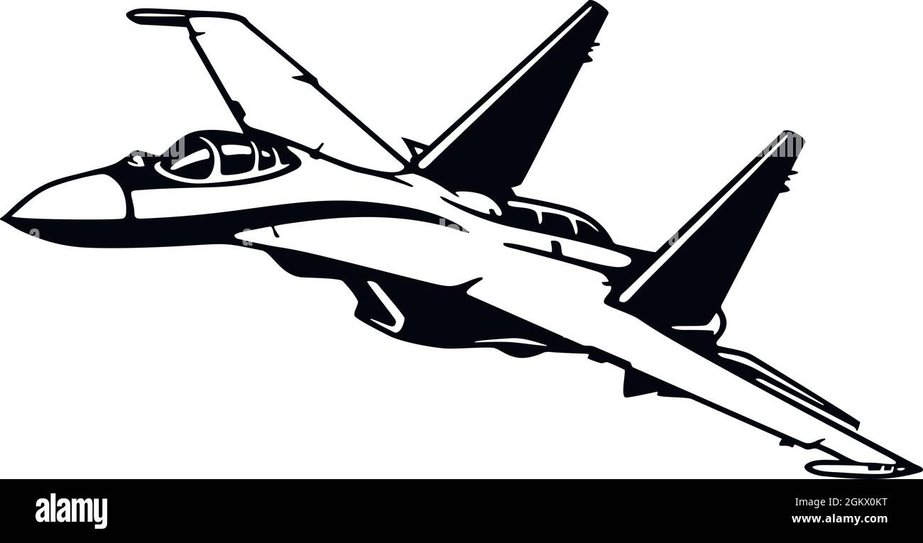 military-fighter-aircraft-detailed-silhouette-stencil-isolated-on-a-white-background-stock-vector-image-art-alamy
