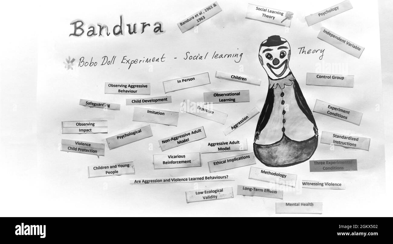 Close-up of a collage illustrating key themes and principles of the Bobo  Doll Experiment ( Bandura et al 1961, 1963) Social Learning Theory Stock  Photo - Alamy