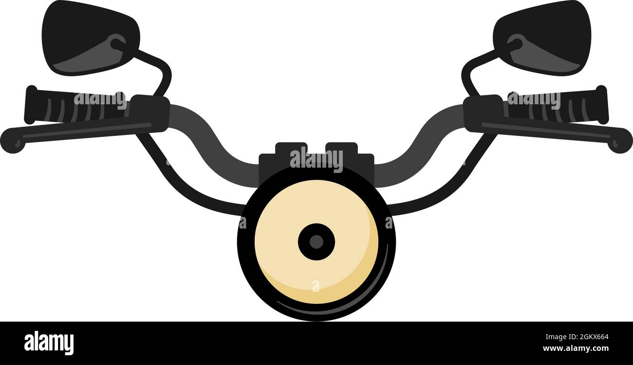 Motorbike or motorcycle handlebars front on with headlight in vector