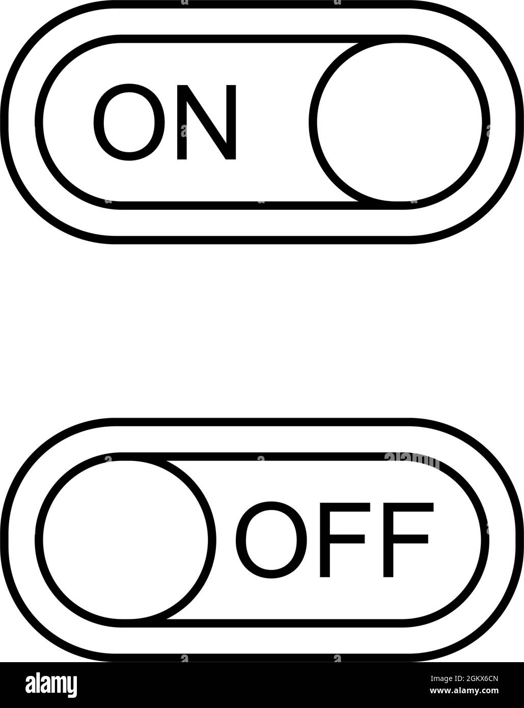 Toggle buttons with on off switch in vector icon Stock Vector