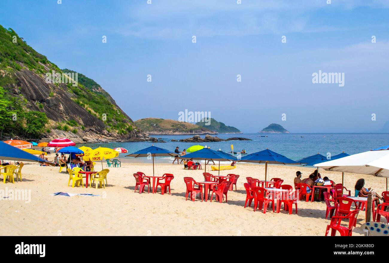 Beautiful landscape with mountain in Itaipu Beach, Rio de Janeiro ...