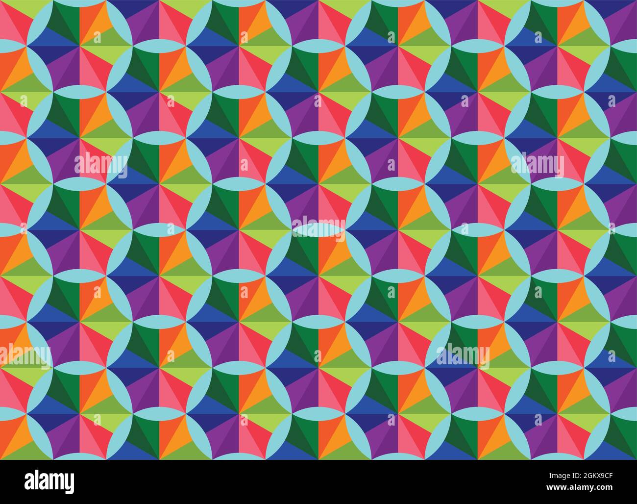 seamless 3D circular hexagonal colorful pattern with sky blue pattern Stock Vector