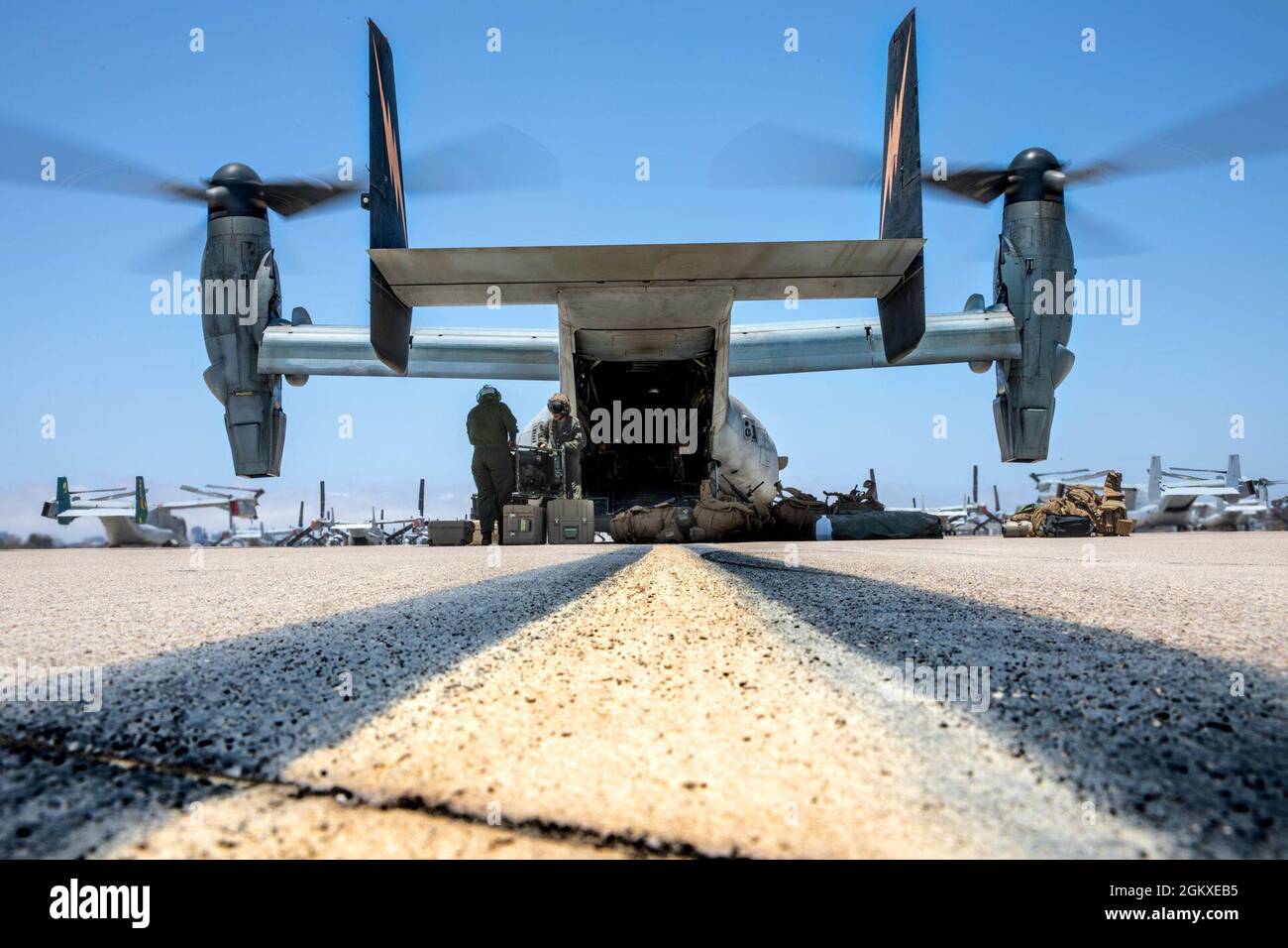 The flagship aircraft with Marine Medium Tiltrotor Squadron 362, Marine ...