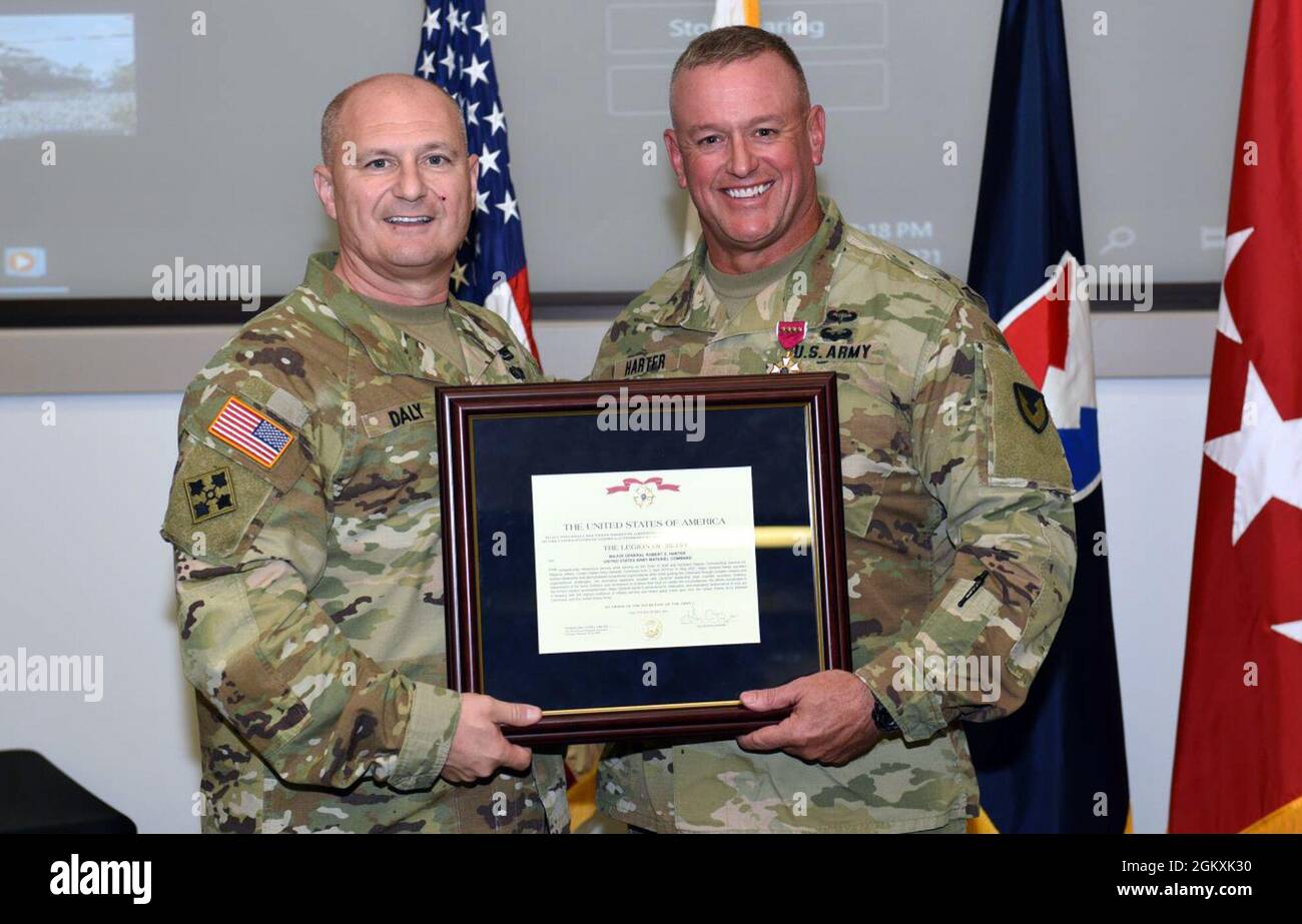 Army Materiel Command's Maj. Gen. Bob Harter, Right, Receives The Legion Of  Merit, Presented By Amc Commander Gen. Ed Daly During A July 20 Farewell  And Awards Ceremony At Amc Headquarters, Redstone