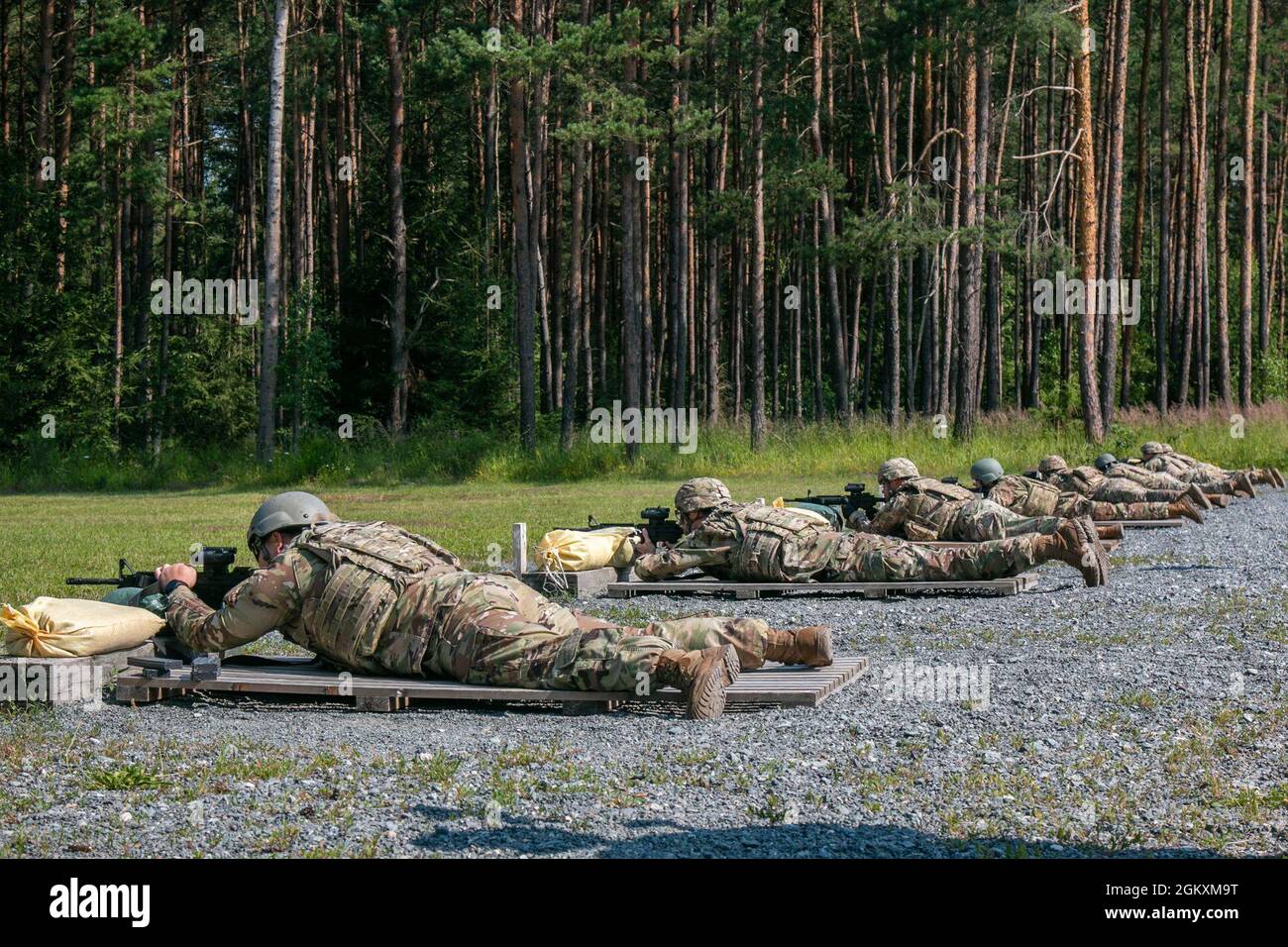 7th Army Training Command Soldiers fire M-4 rifles during their ...