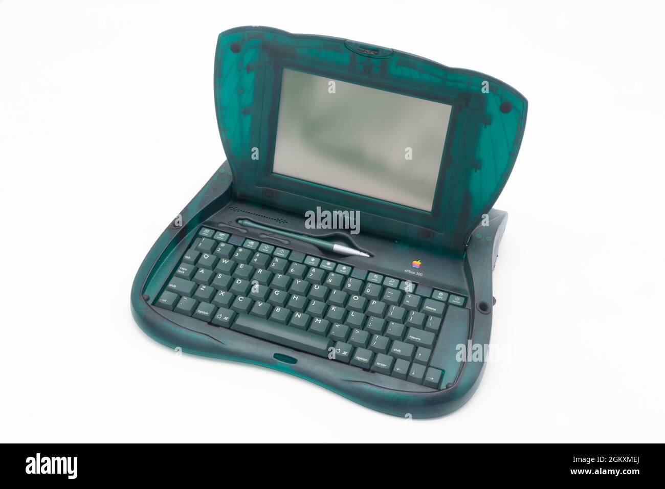 Apple eMate 300 translucent green plastic laptop PDA for schoolchildren produced in 1997 Stock Photo