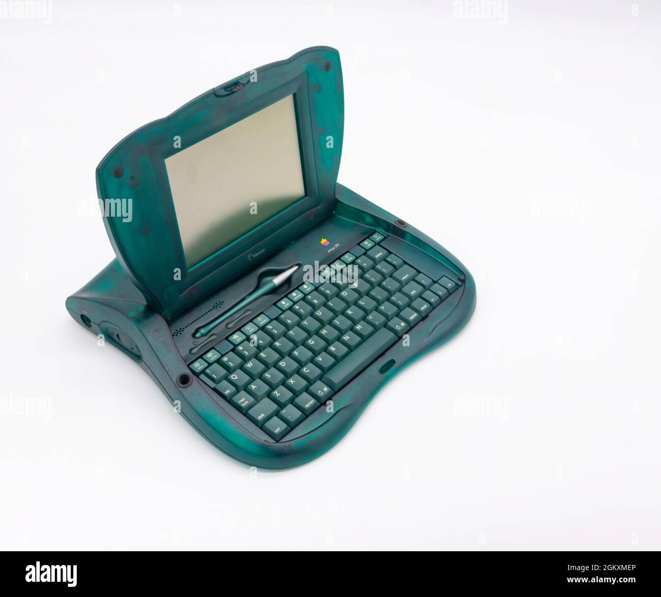 Apple eMate 300 translucent green plastic laptop PDA for schoolchildren produced in 1997 Stock Photo