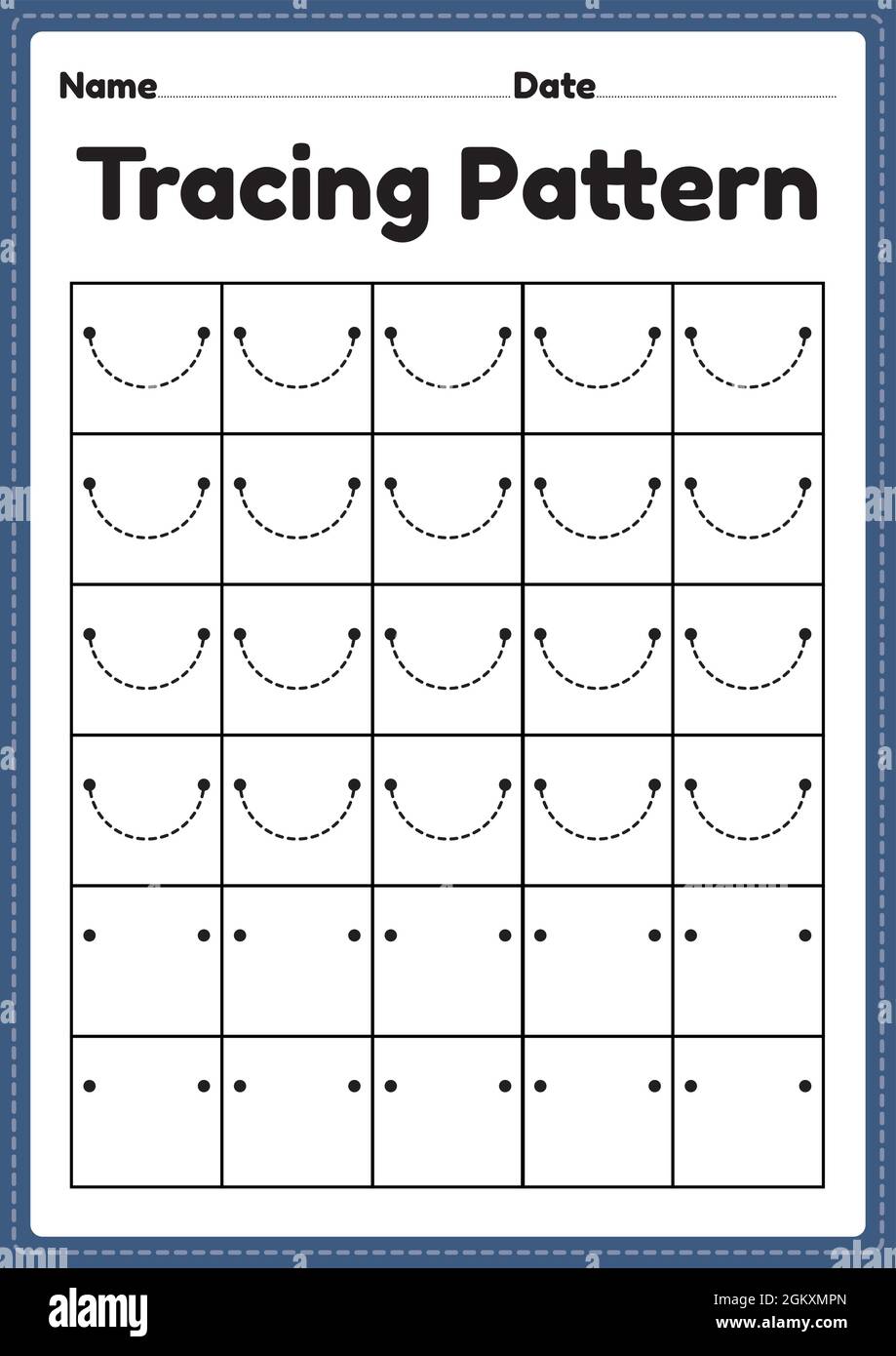 tracing pattern curve lines worksheet for kindergarten preschool and montessori school kids to improve handwriting practice activities in a printable stock vector image art alamy