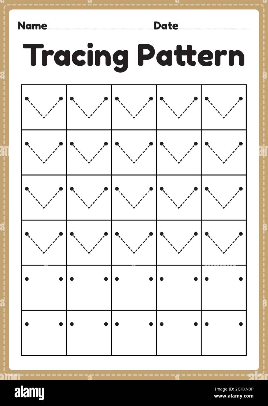 Tracing pattern lines worksheet for kindergarten, preschool and