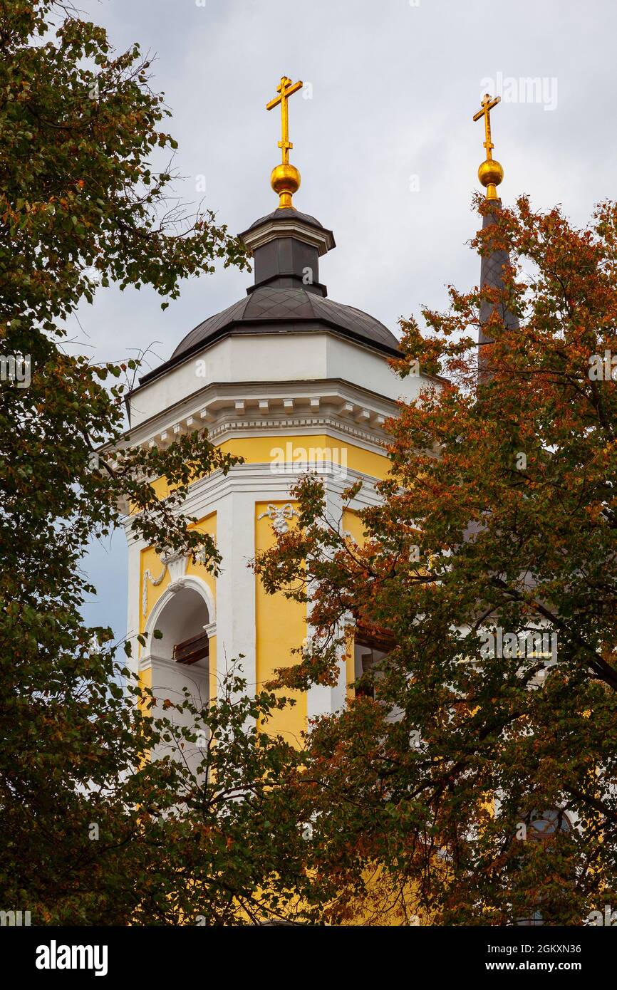 Bell tower of the Church of the Transfiguration of the Lord in Balashikha, Russia. Stock Photo