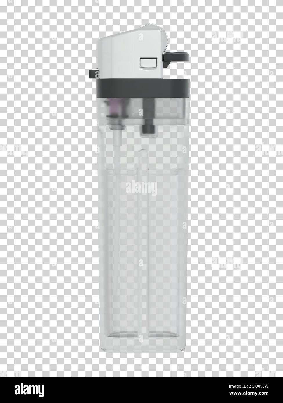 Plastic transparent classic lighter on checkered background Stock Vector
