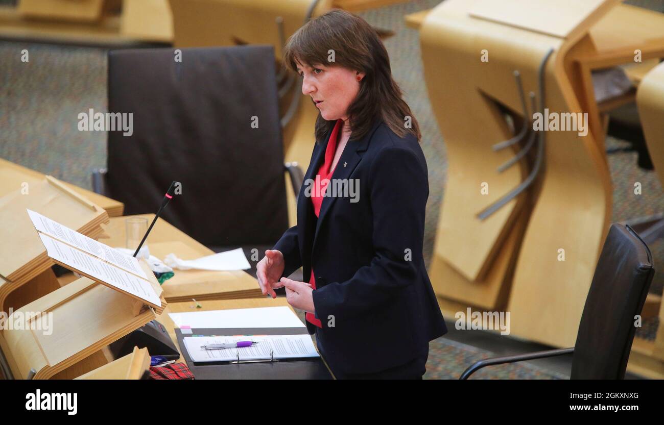 Maree Todd MSP Minister for Public Health, Women's Health and Sport during the Ministerial Statement update on Cervical Screening, at the Scottish Parliament in Holyrood, Edinburgh. Picture date: Wednesday September 15, 2021. Stock Photo