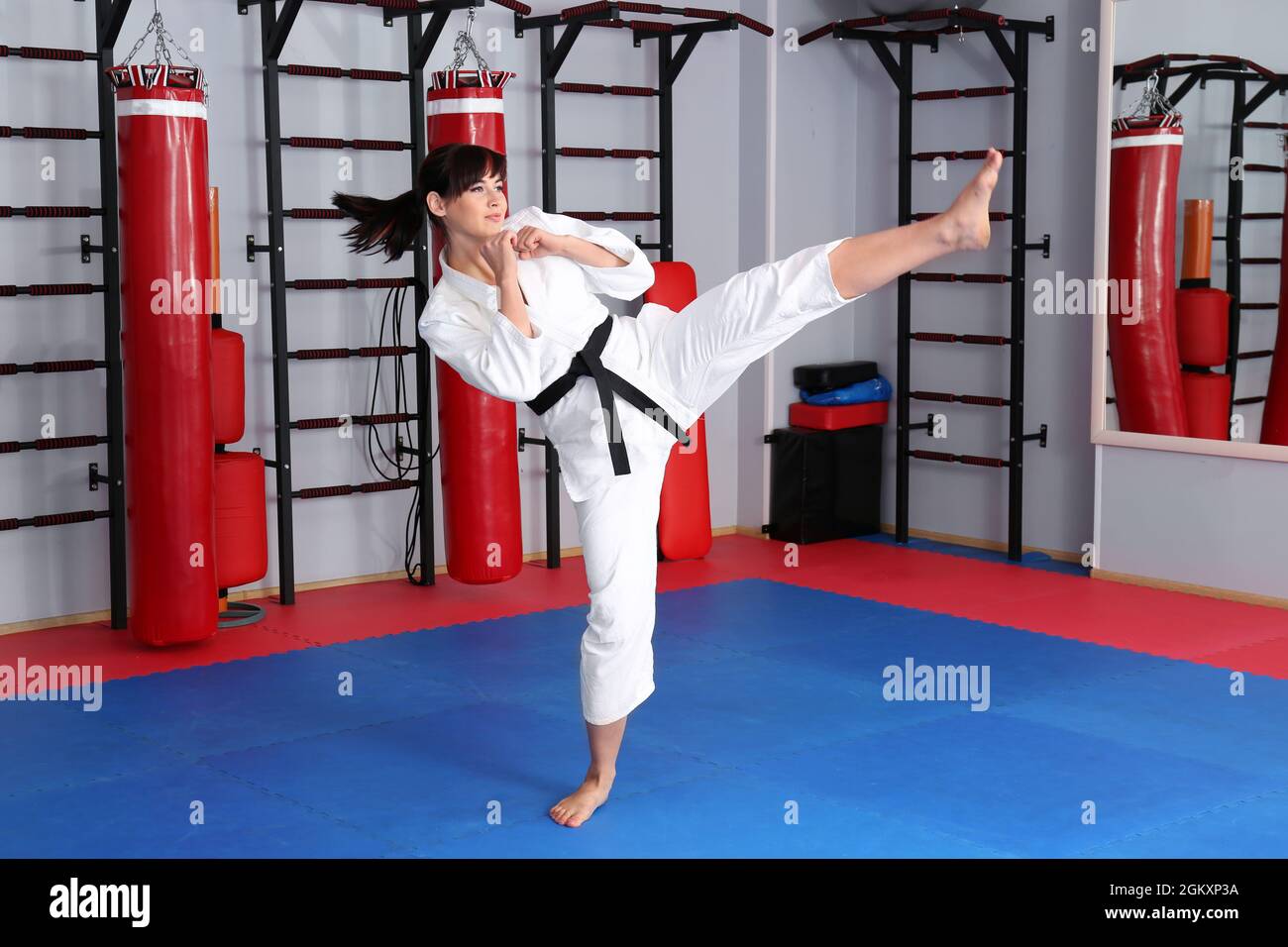 Female karate instructor in dojo Stock Photo Alamy