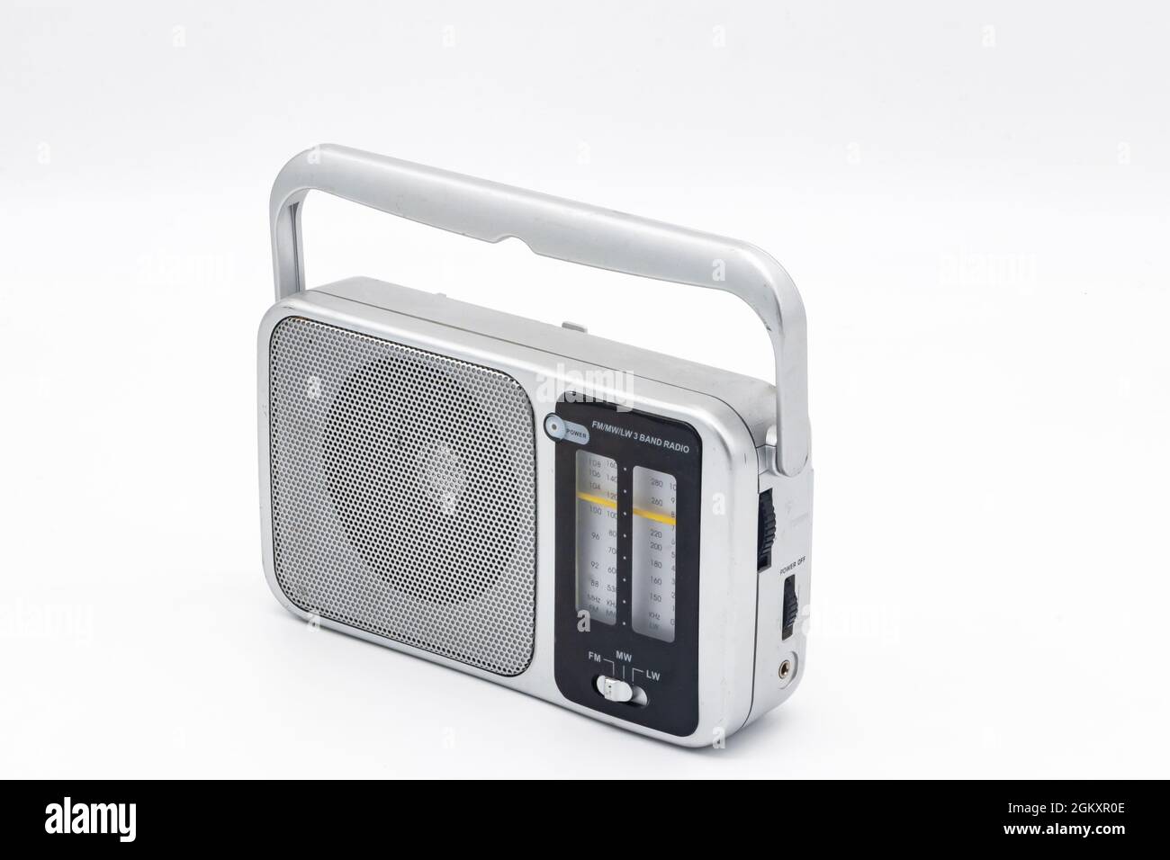 panasonic tesco silver portable transistor radio on white studio