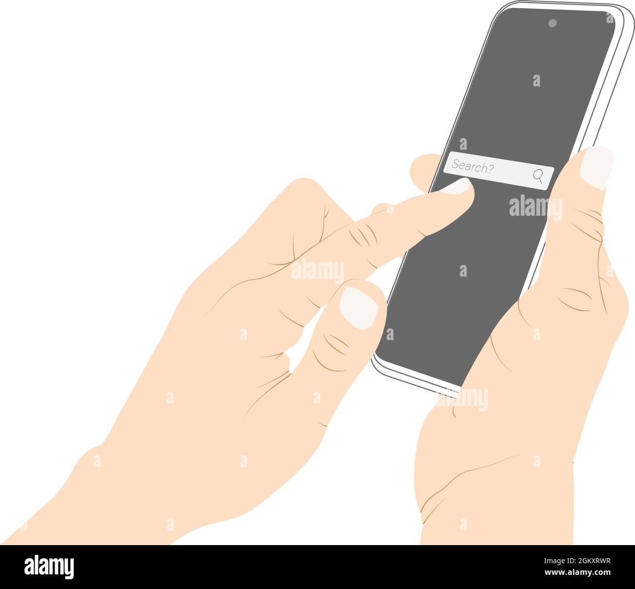 Search engine on phone screen,Phone search, web search, internet search, search engine, using smart phone vector Stock Vector