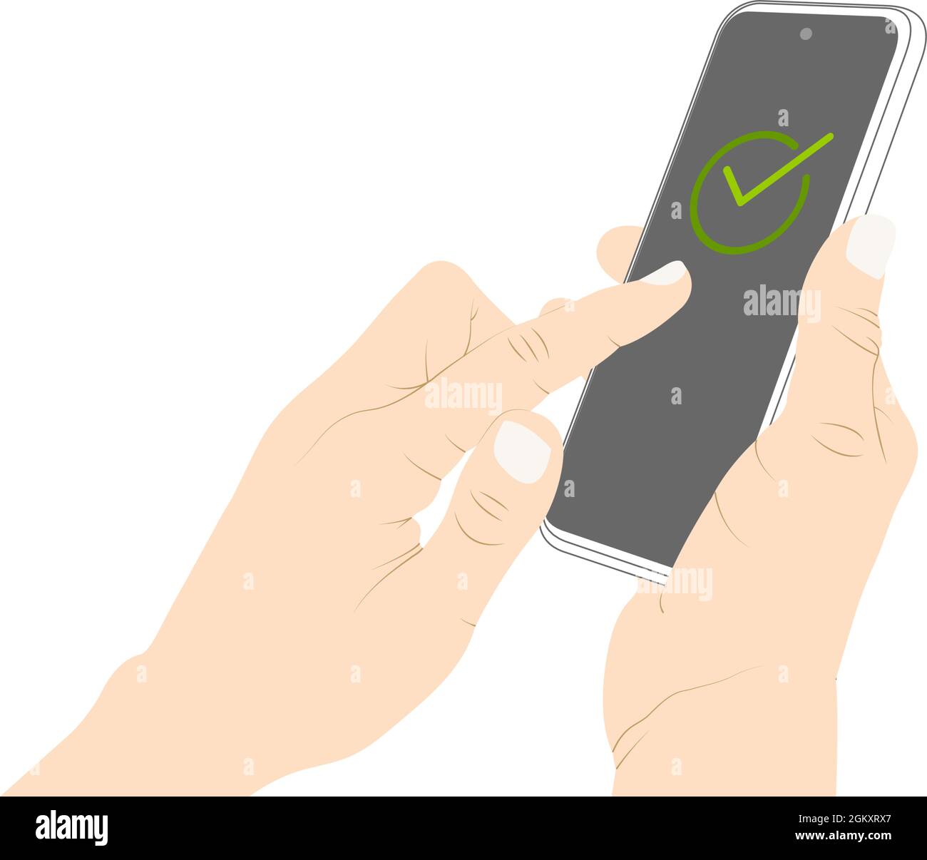 Activate with finger on smartphone screen, success, confirm, smartphone, using a phone vector stock illustration. Stock Vector