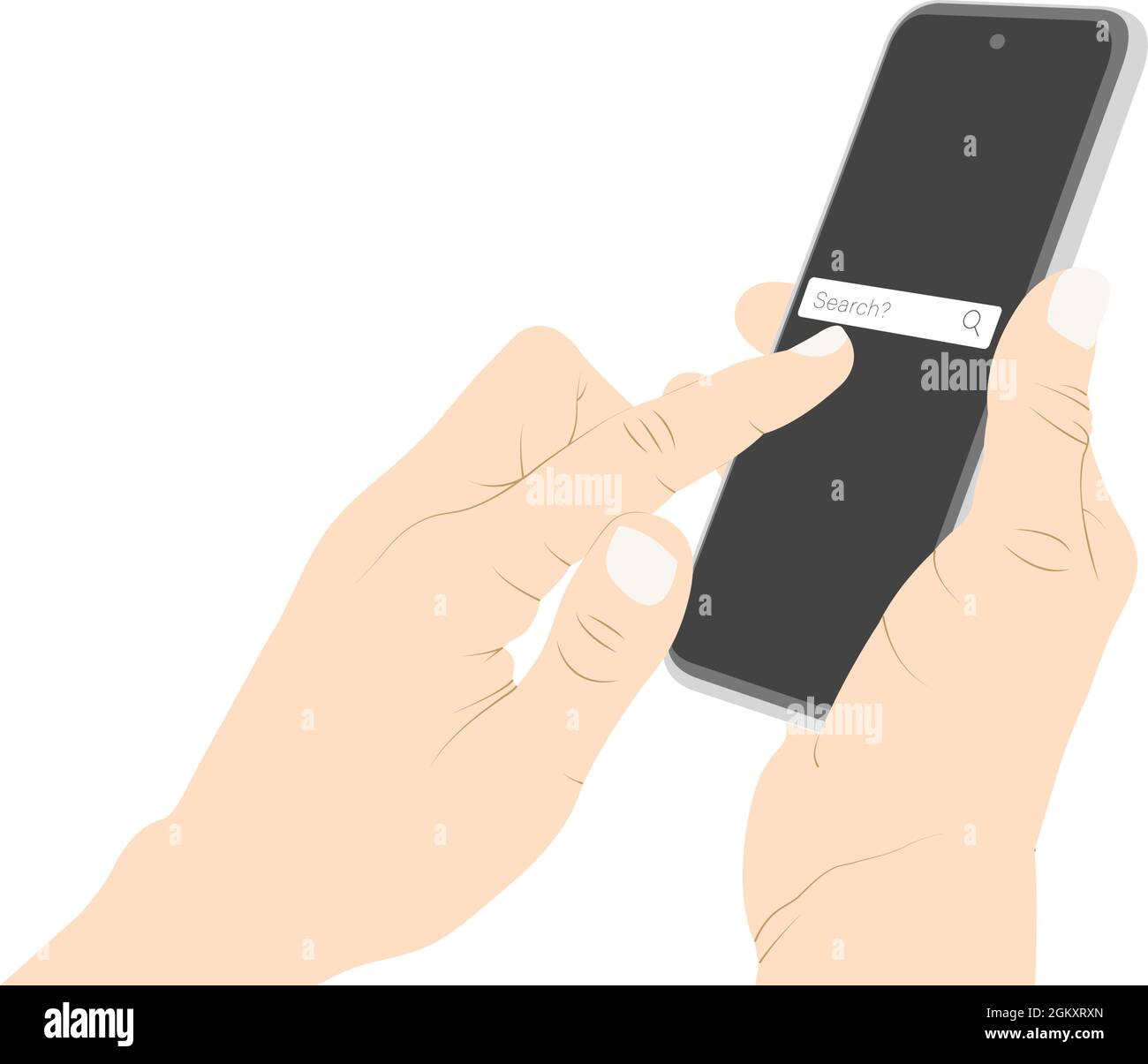 Search engine on phone screen,Phone search, web search, internet search, search engine, using smart phone vector Stock Vector