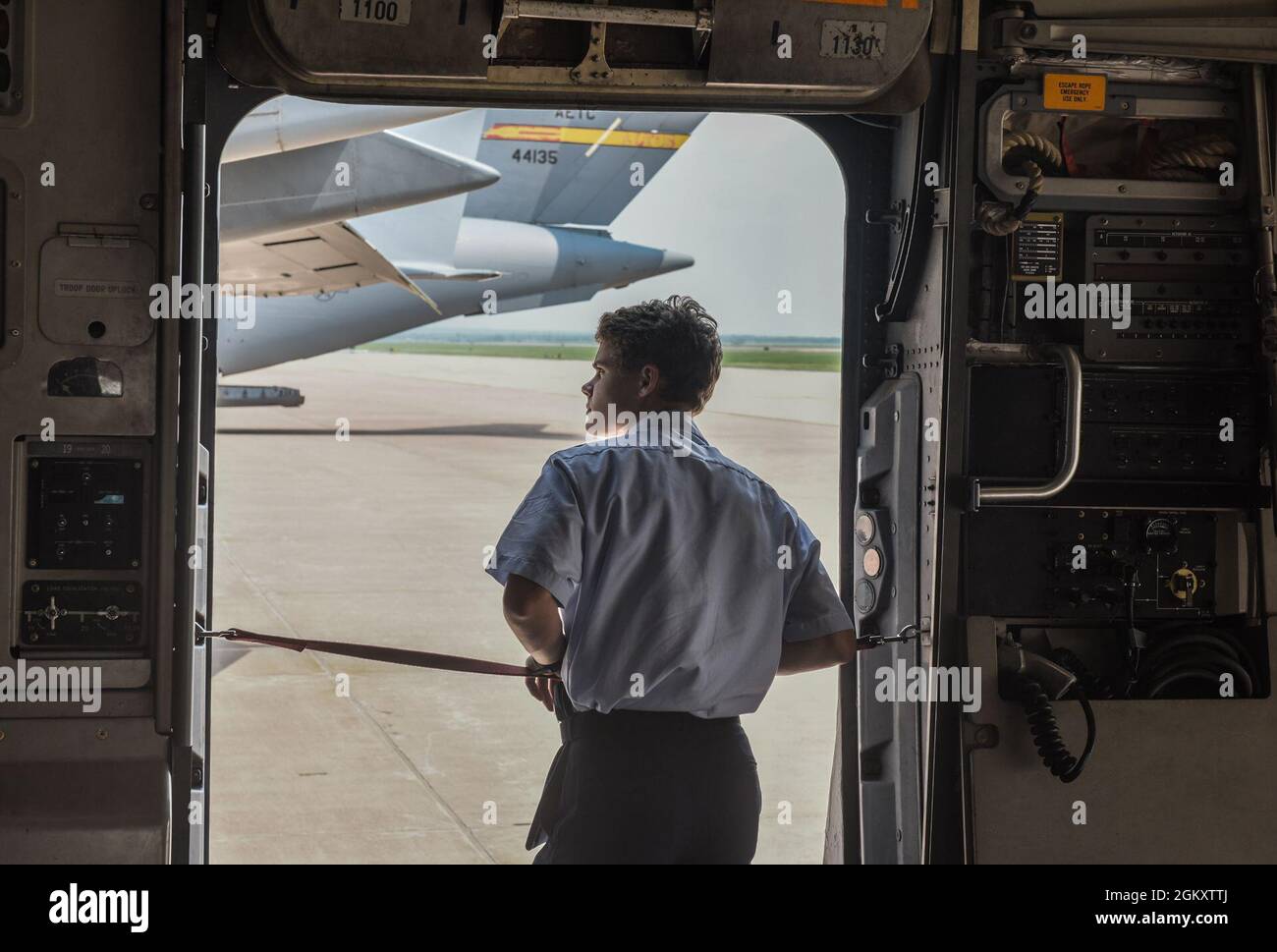 A Civil Air Patrol cadet looks out from 