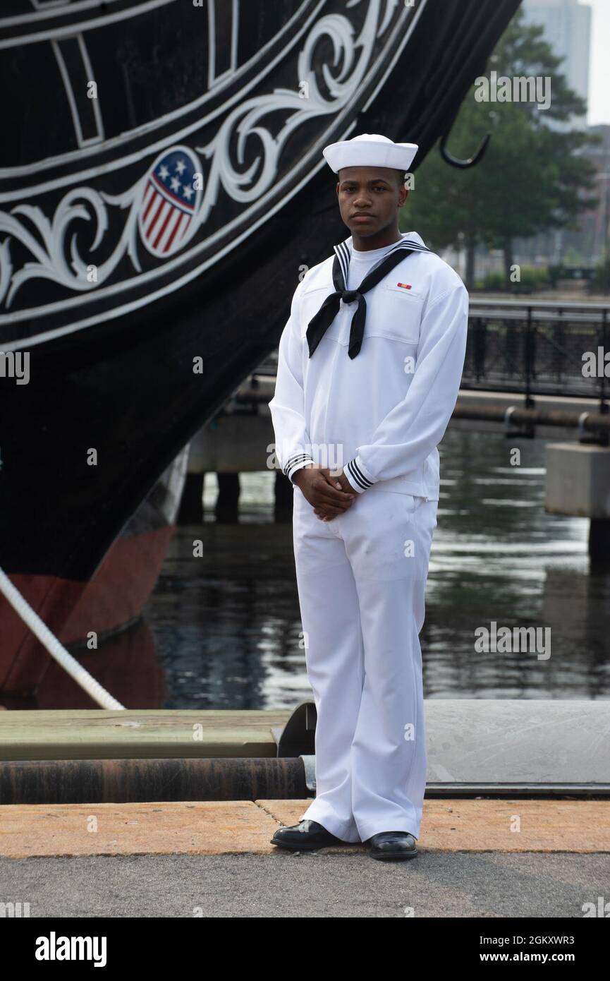 Normal Seaman Boston (July 21, 2021) Seaman Diego Speight poses for a photo in front ...