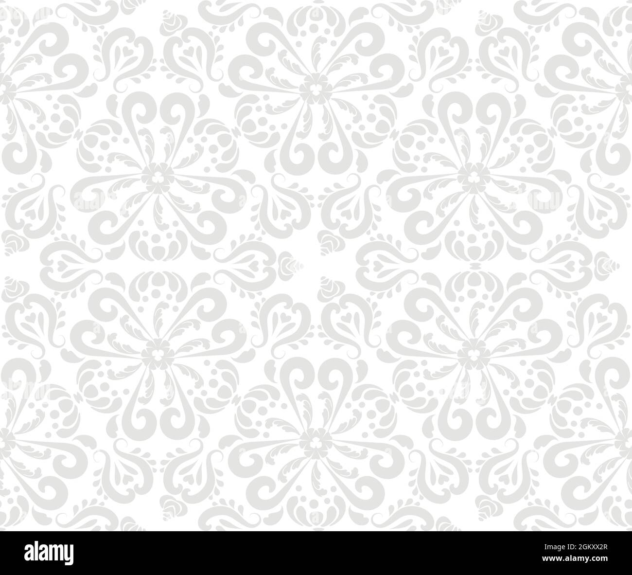Seamless grey background with white floral pattern. Vector retro  illustration. Ideal for printing on fabric or paper for wallpapers,  textile, wrapping. Stock Vector