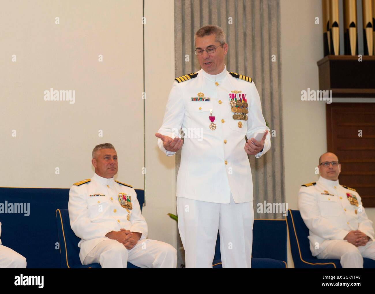 KINGS BAY, Ga. (July 23, 2021) Capt. Jeff Lamphear outgoing commanding