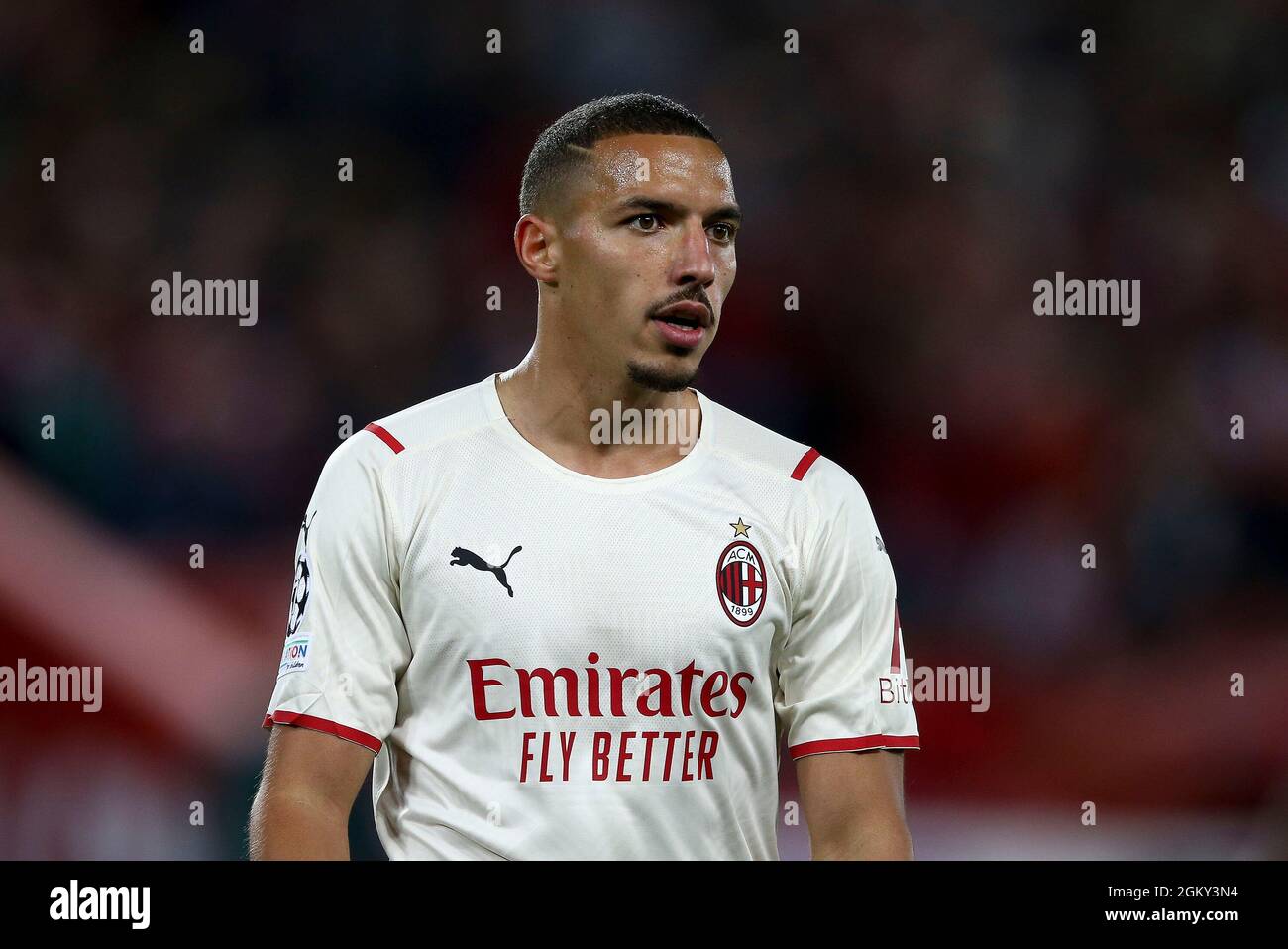 Liverpool, UK. 15th Sep, 2021. Ismael Bennacer of AC Milan looks on. UEFA Champions league, group B match, Liverpool v Milan at Anfield Stadium in Liverpool on Wednesday 15th September 2021. this image may only be used for Editorial purposes. Editorial use only, license required for commercial use. No use in betting, games or a single club/league/player publications. pic by Chris Stading/Andrew Orchard sports photography/Alamy Live news Credit: Andrew Orchard sports photography/Alamy Live News Stock Photo
