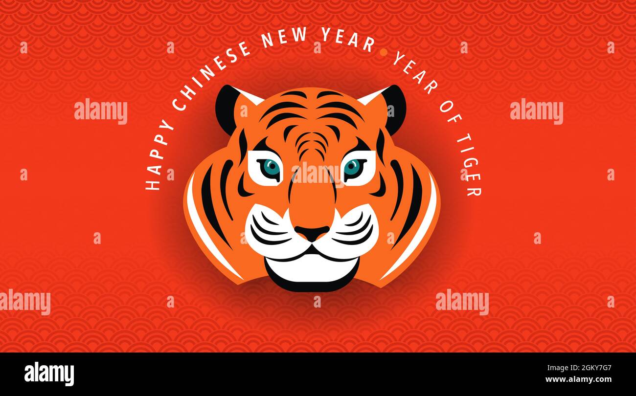 Chinese new year 2022 year of the tiger - Chinese zodiac symbol Stock Vector