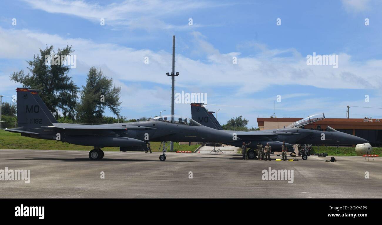 Tinian Intl Three U.S. Air Force F-15E Strike Eagles from Mountain Home Air Force ...