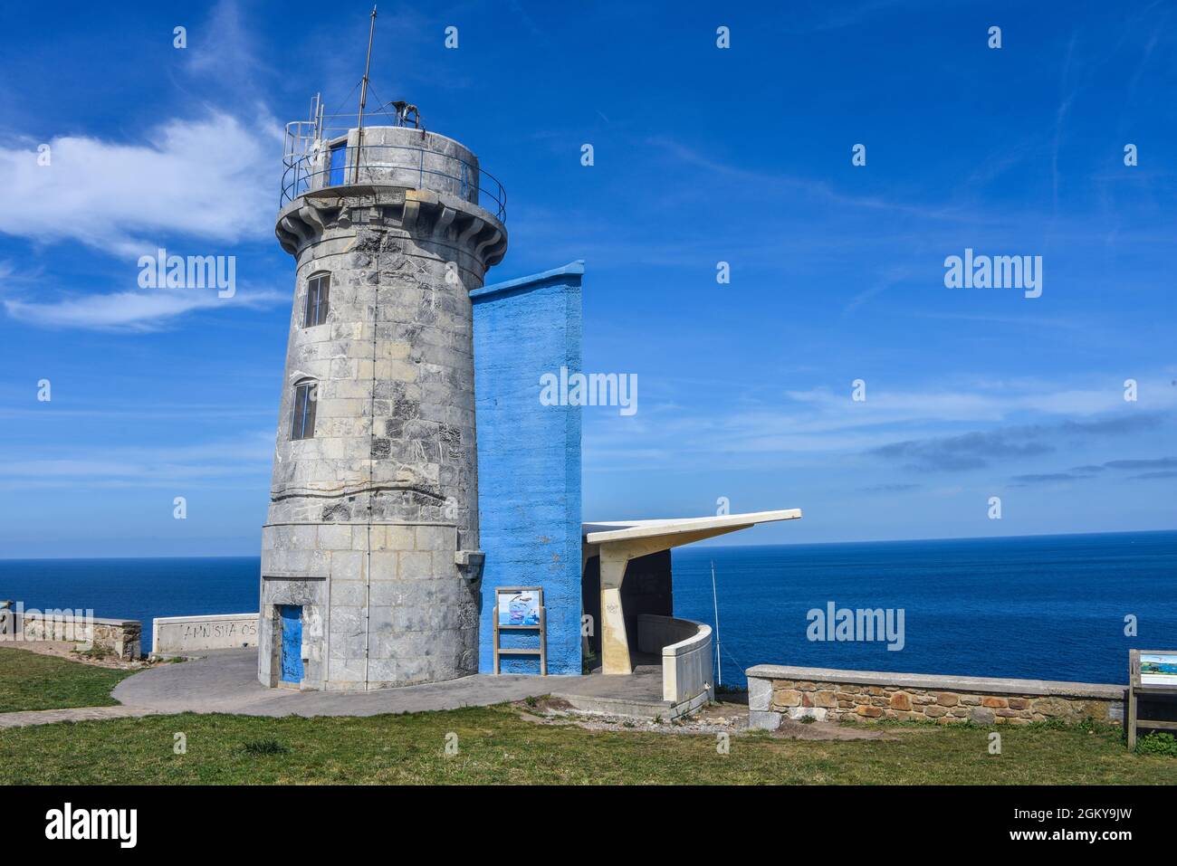 Basque Lighthouse Matxitxako lighthouse on the Basque coast near Bermeo, Biscay, Spain ...