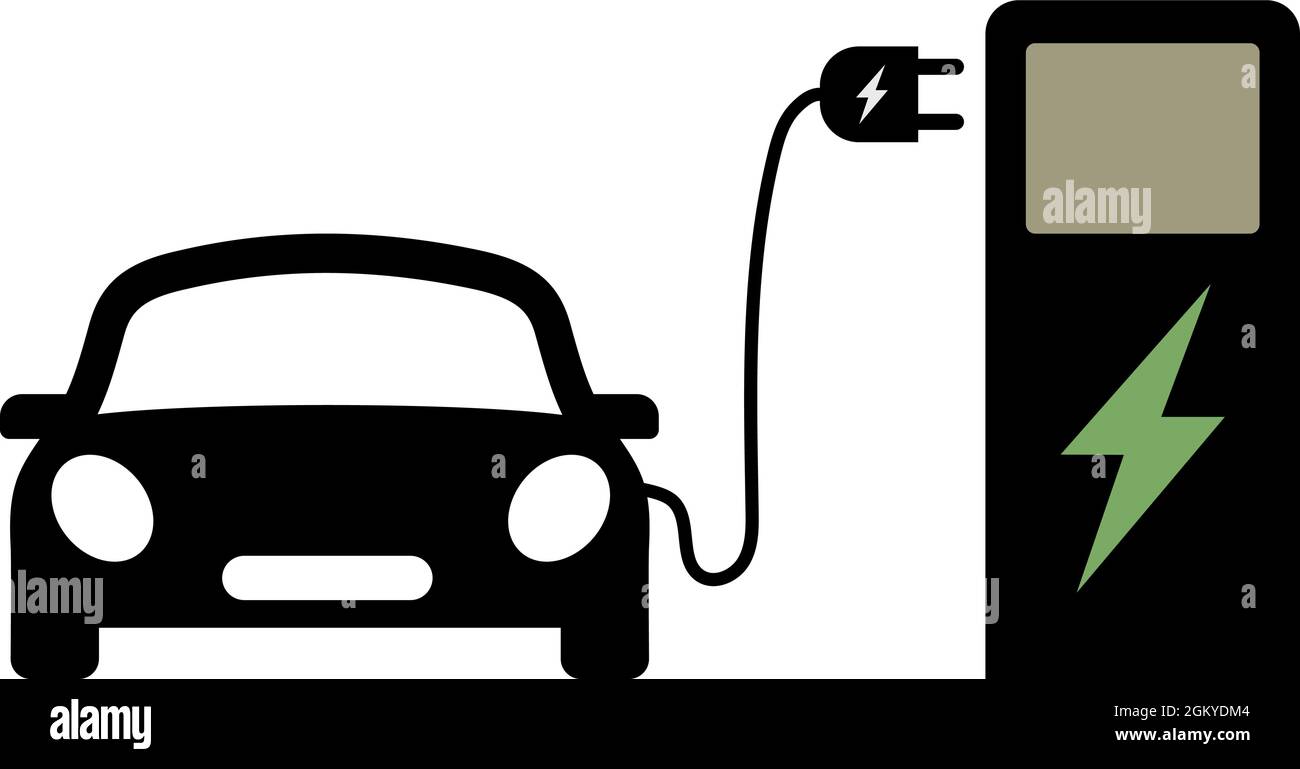 Electric Car charge station, electric vehicle, electric charge, charger station, vector stock illustration. Stock Vector