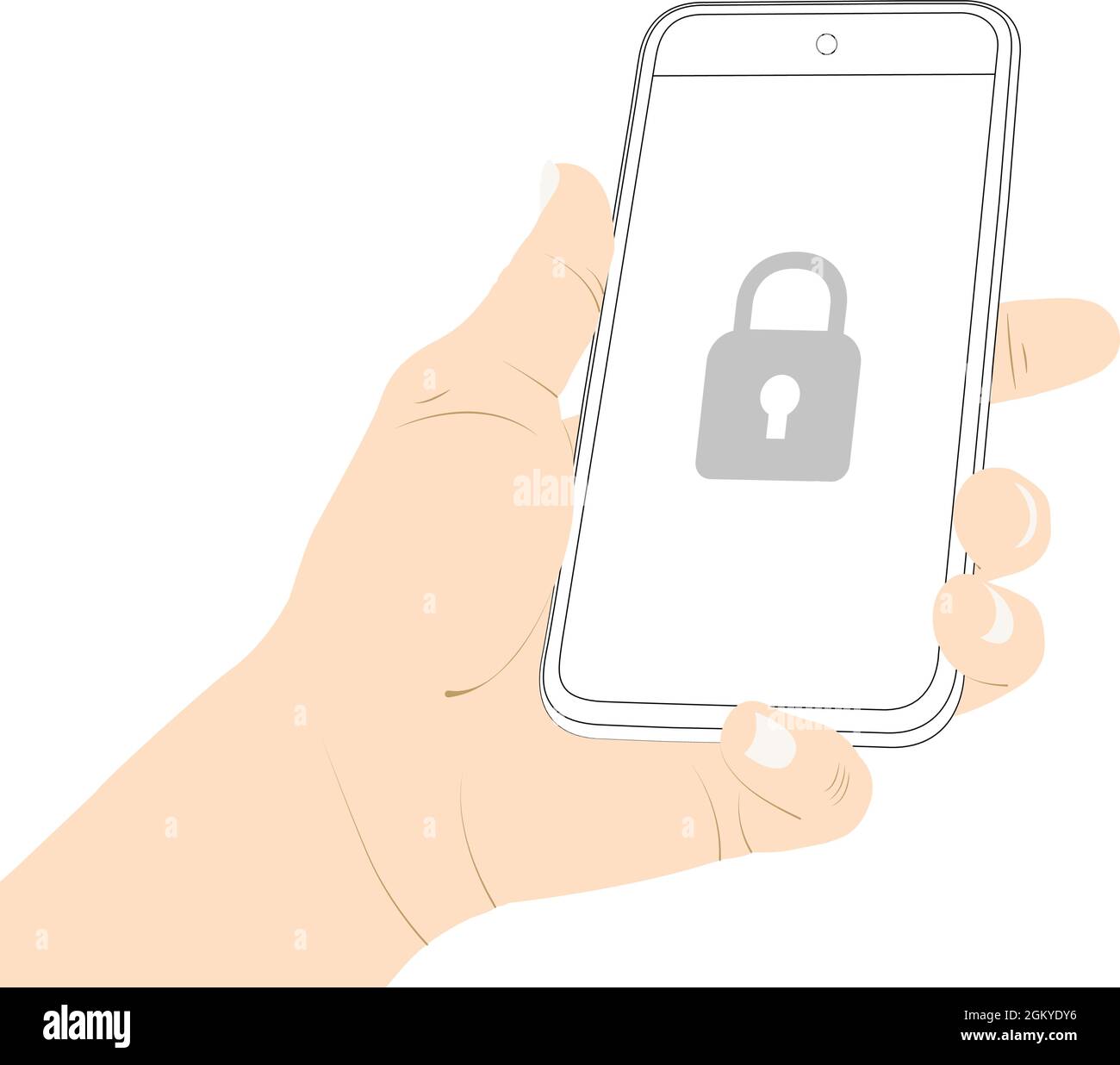 Secured, locked, closed, secure, safe smartphone, safety, unlock, off, out of order vector stock Stock Vector