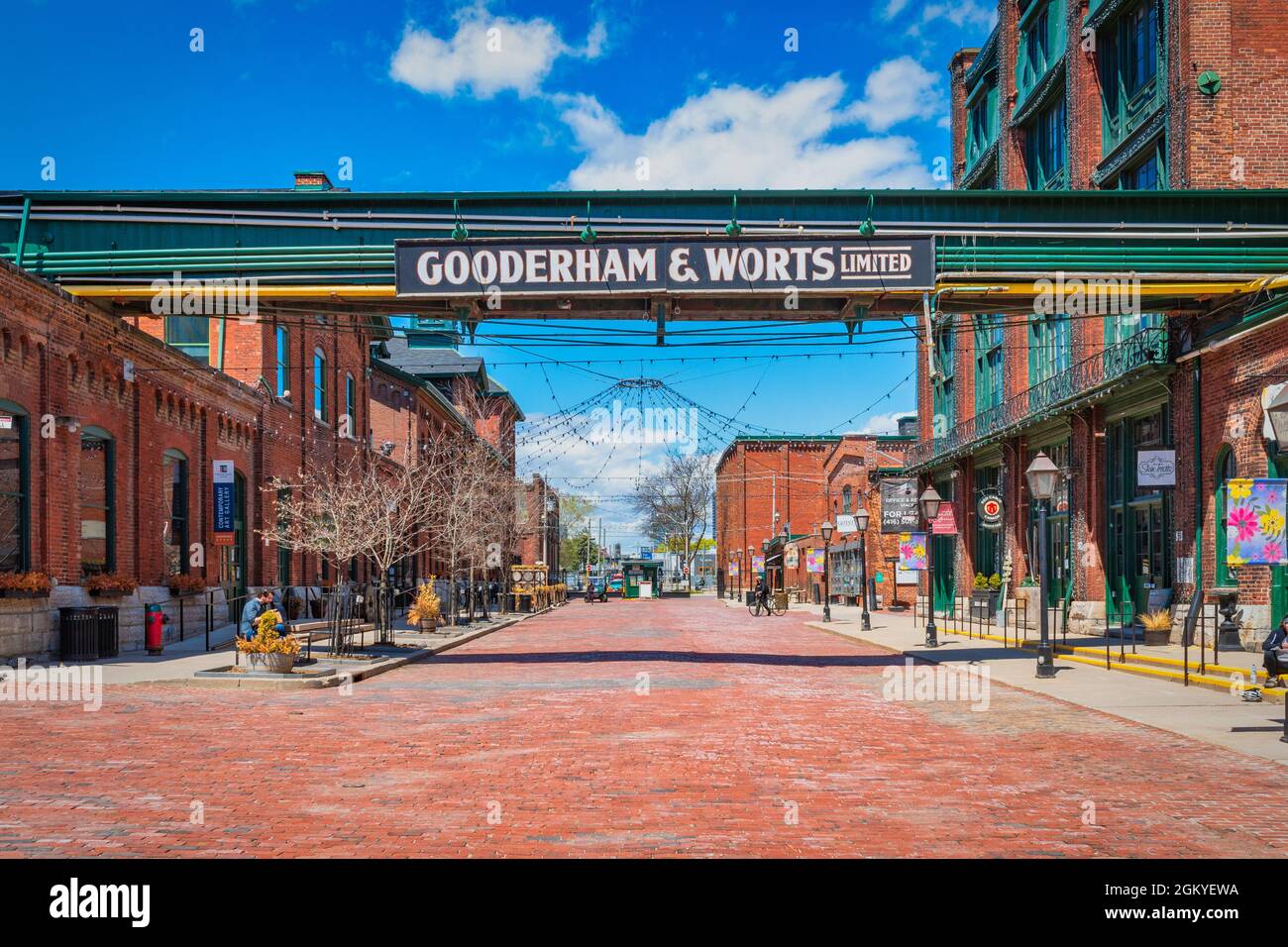 The Distillery District which is one the most famous tourist landmarks in the Old Town of Toronto city, Canada. These days the famous place is empty d Stock Photo
