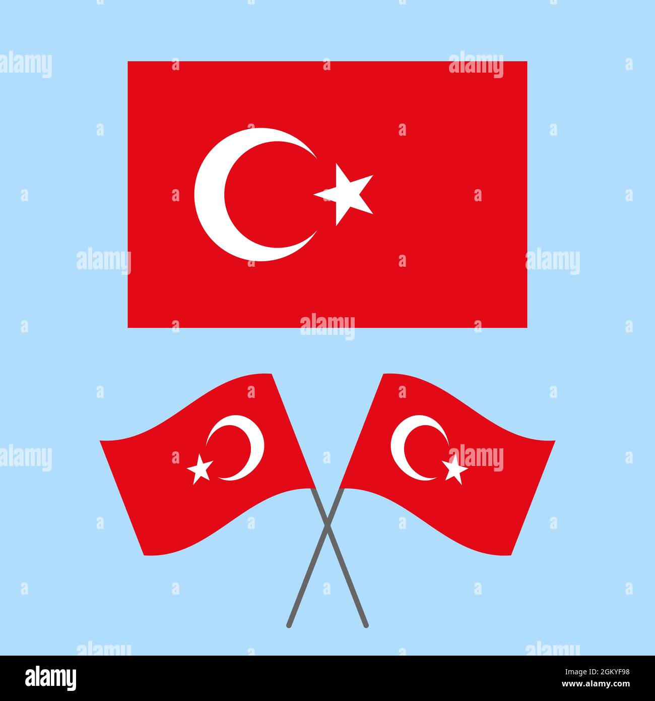 Flag of Turkey, Turkish vector stock illustration Stock Vector